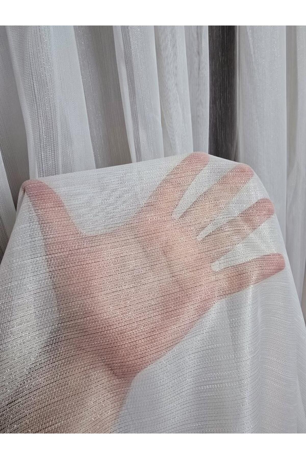 BBB Vakkorama Simli Kumaşlı Kalın Tül Perde Ekru 1 e 3 Pileli ET4030SIMLI