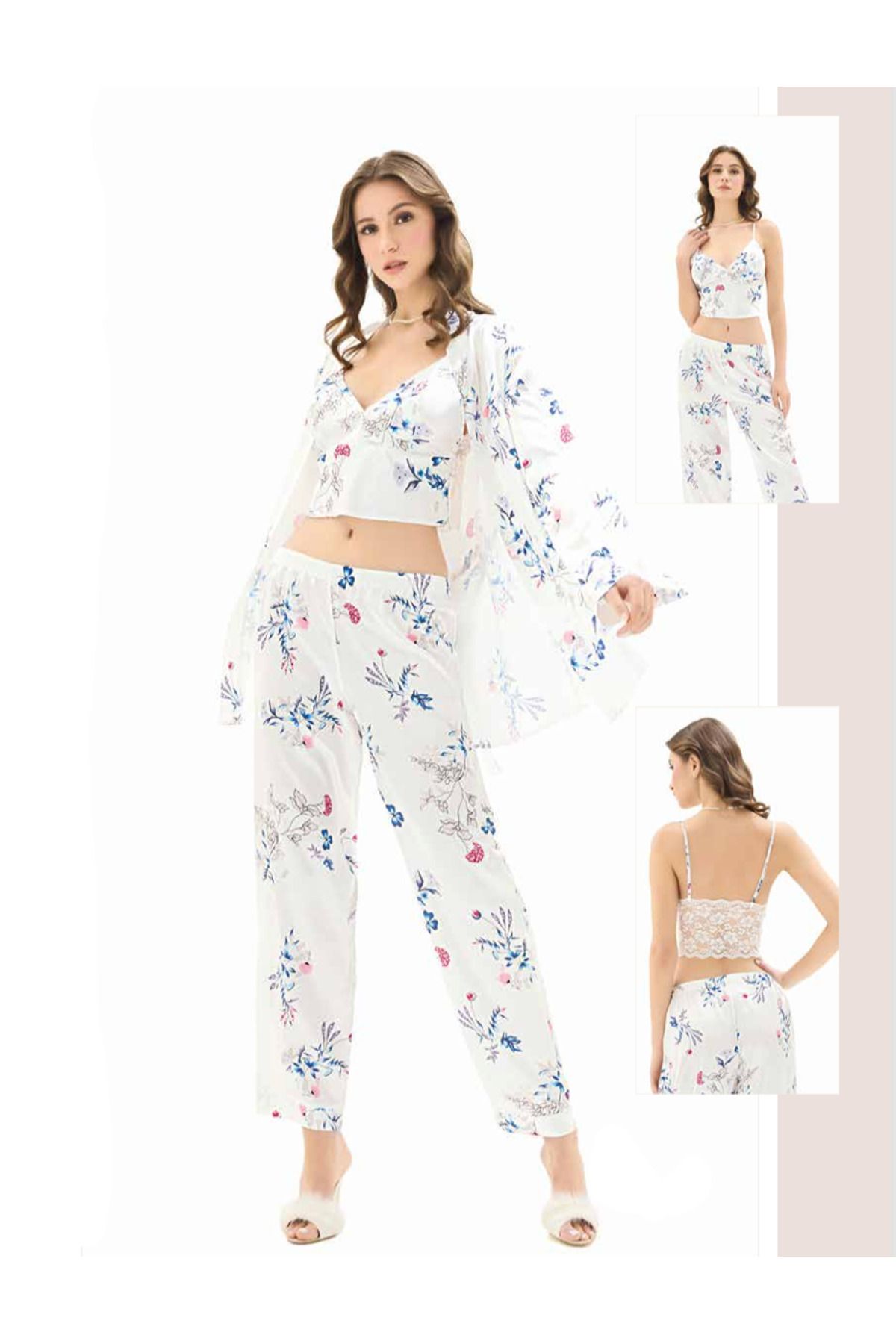 Fily İç Giyim MOONGİRL Üçlü Saten Pijama Takımları