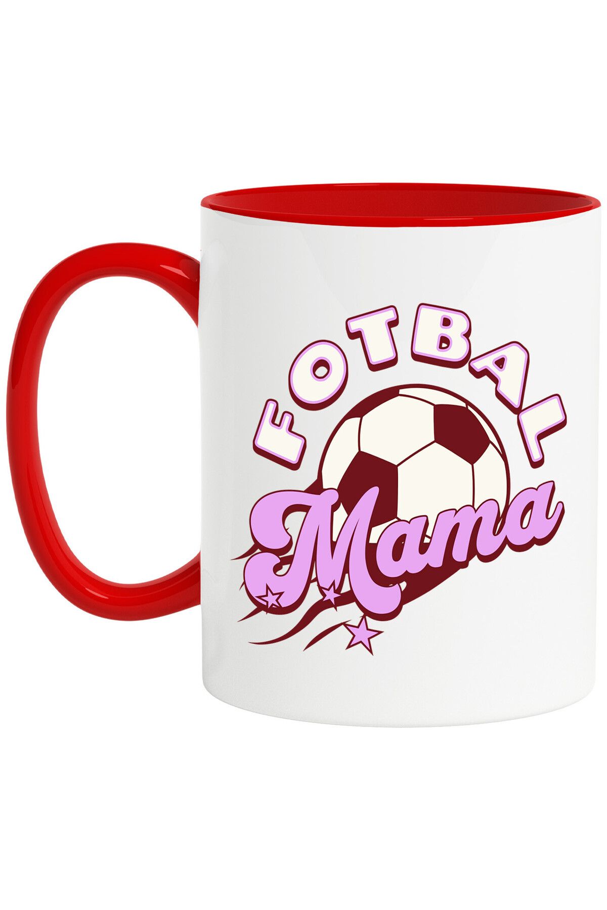 StoryGift Romania Cana Cu Minge De Fotbal Text Fotbal Mama Familie Copii Echipa Sport, Ceramica, 3, Cu Maner Rosu Stg - One Size