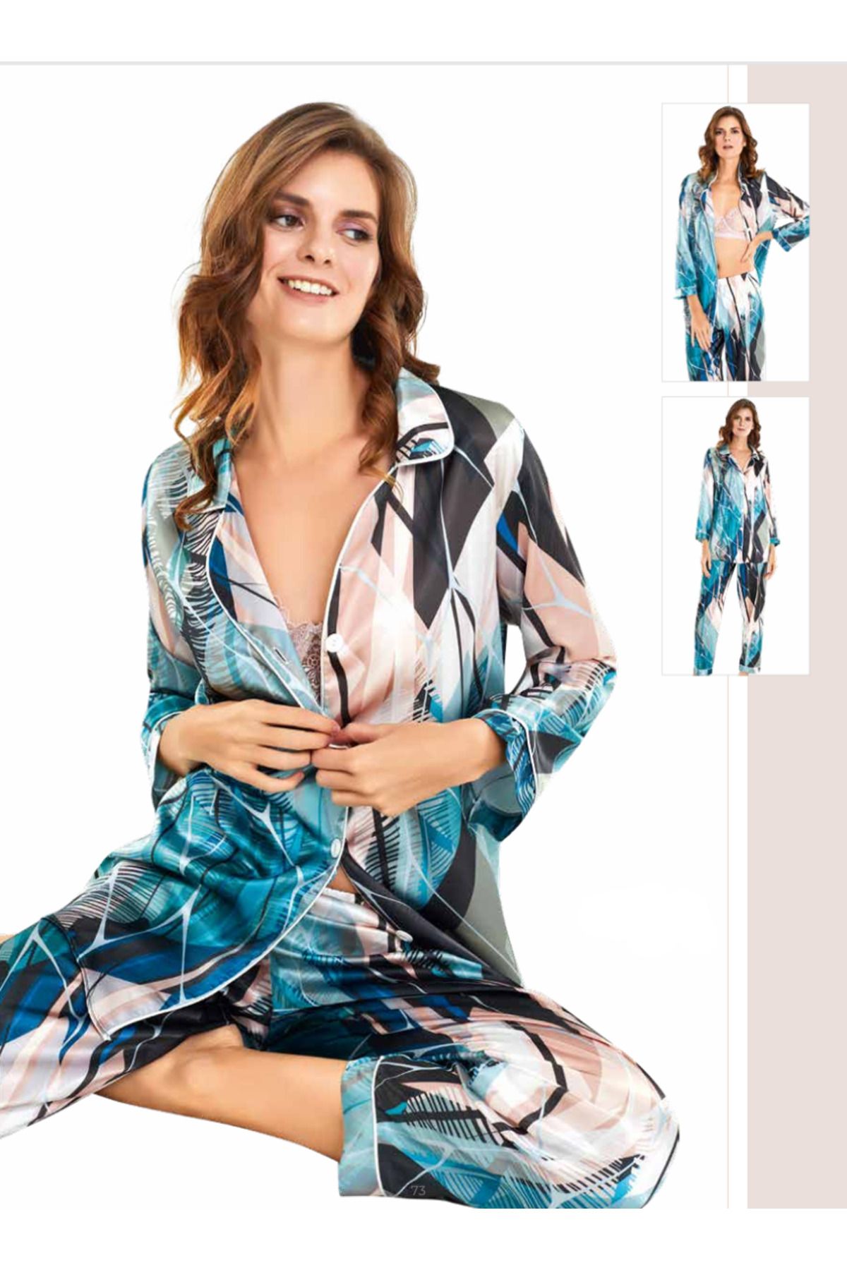 Fily İç Giyim MOONGİRL Üçlü Saten Pijama Takımları