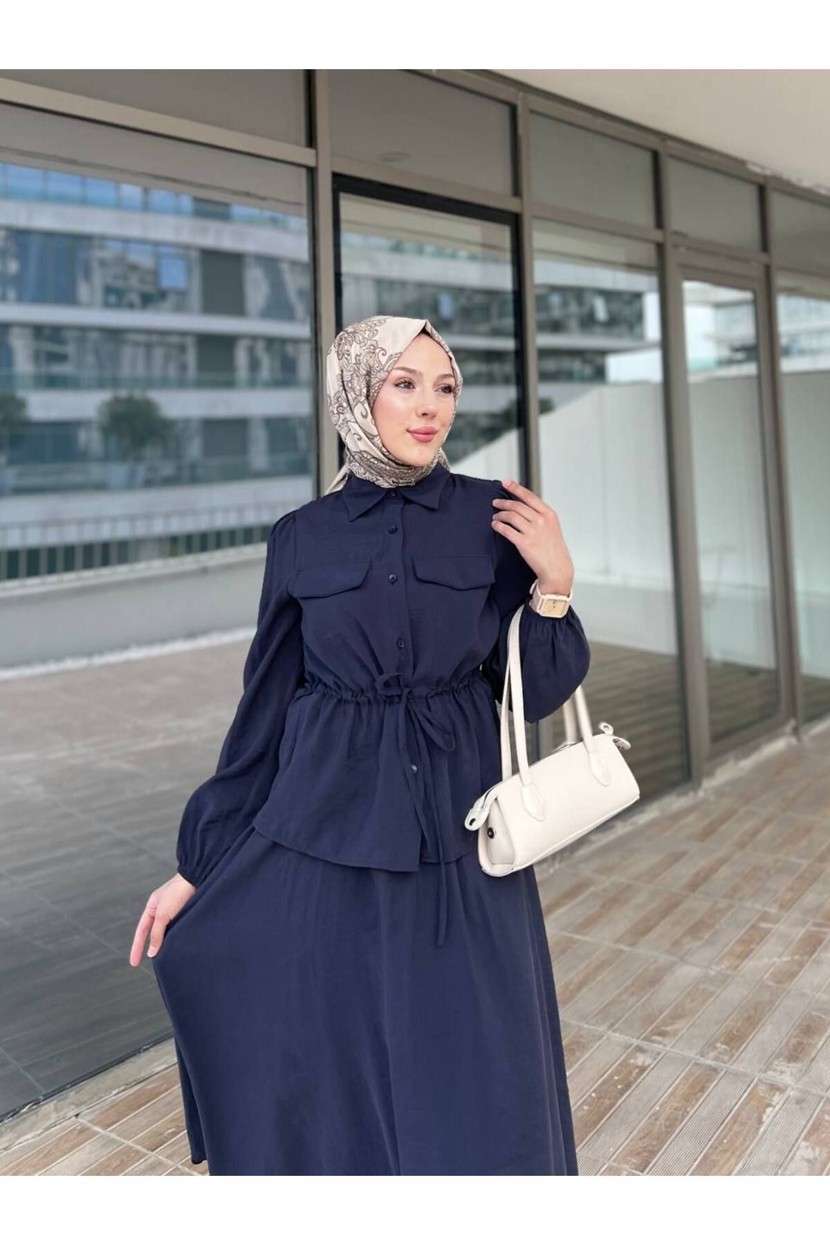 Castivo Fashion Cepli Gömlek Yaka Bağlamalı Takım