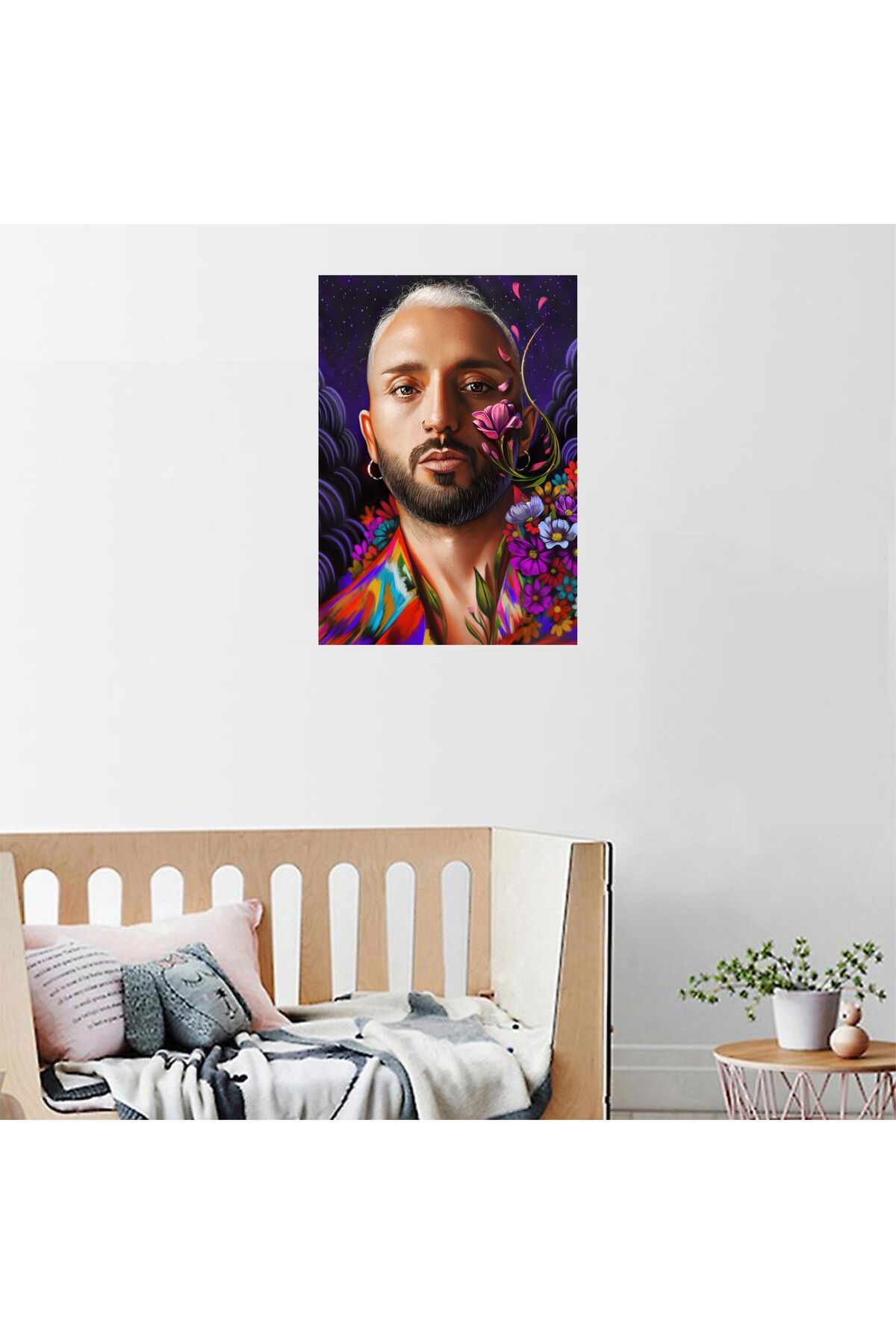 hediyenebak Çiçekli Sanatsal Tasarım Yapışkanlı 21x30 Poster Sticker Etiket
