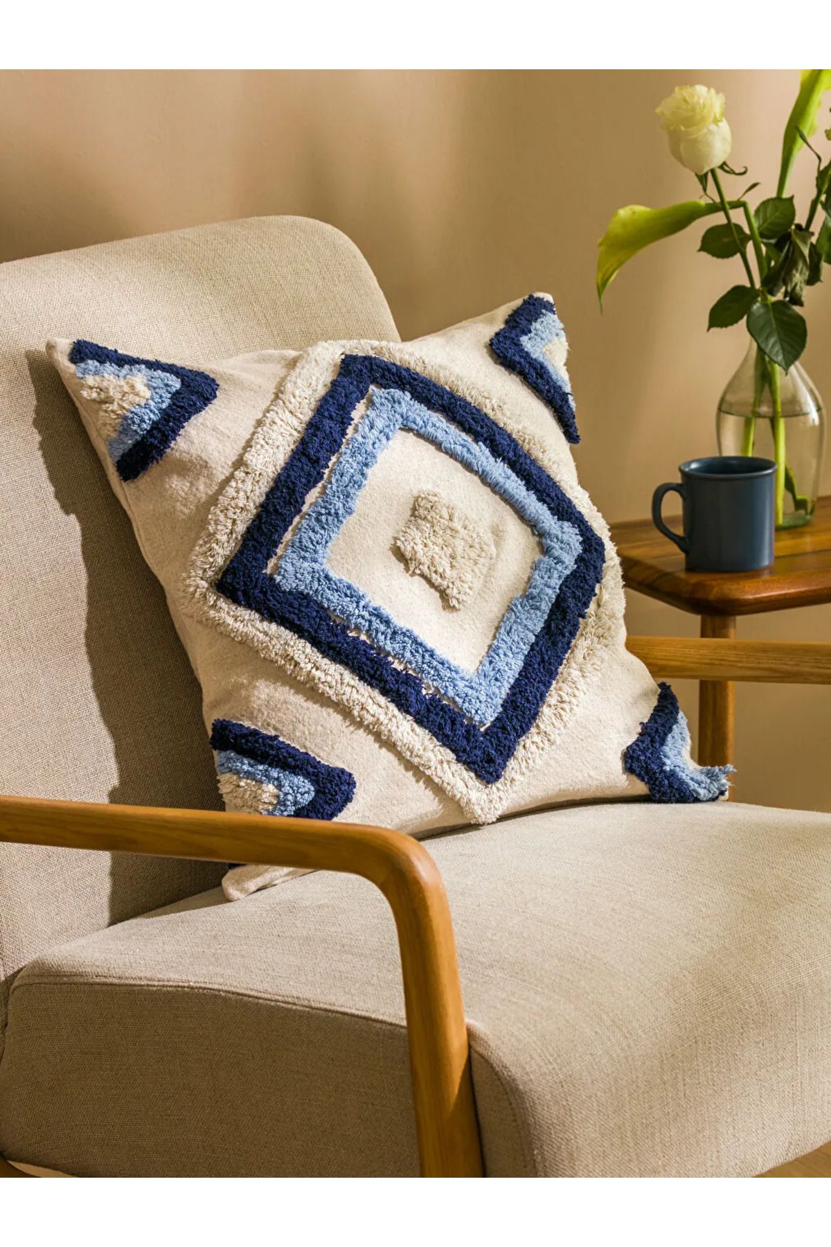 LC Waikiki LCW HOME Bej Nakışlı Kırlent Kılıfı 45x45 cm