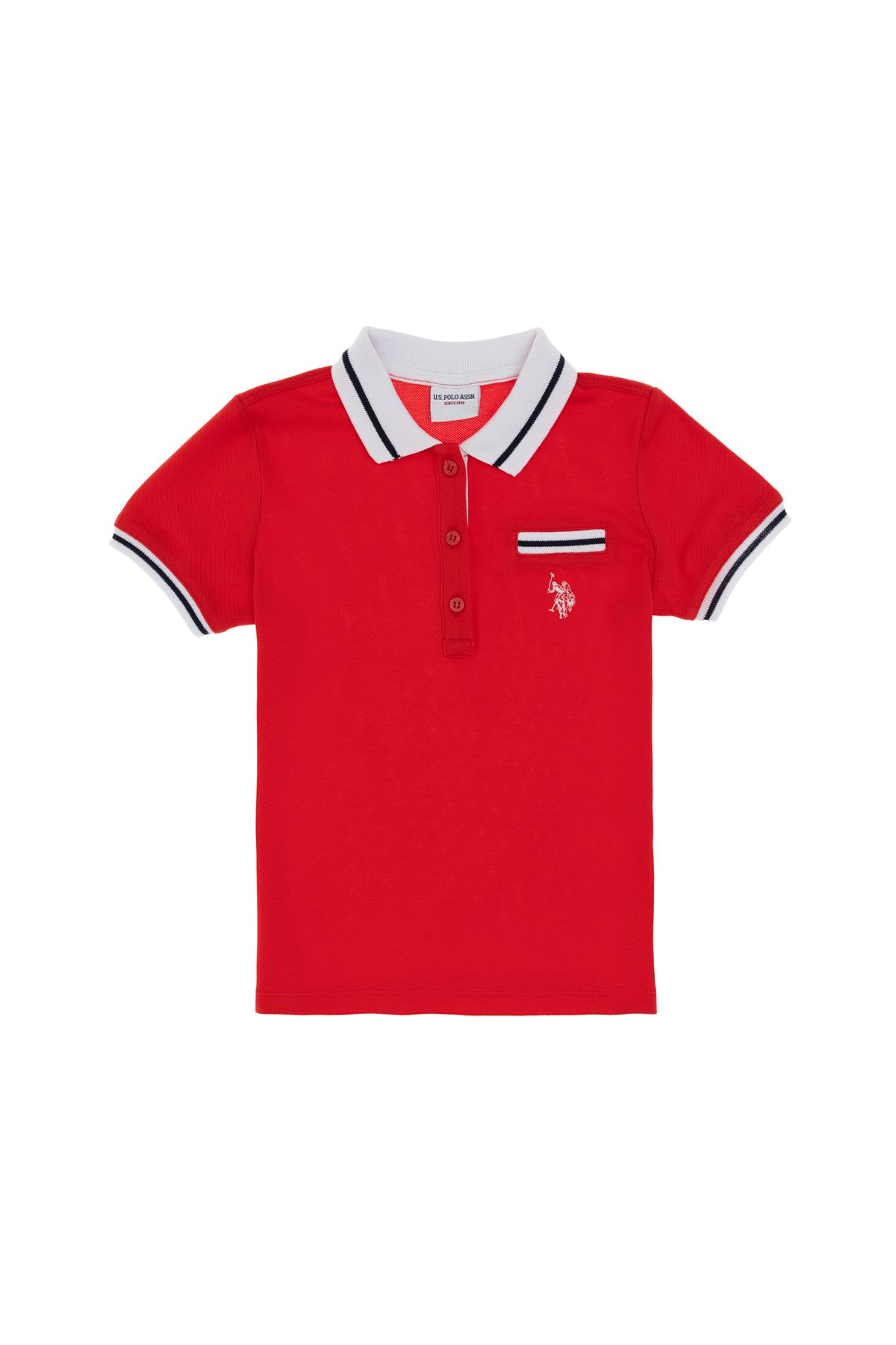 U.S. Polo Assn. Kız Çocuk Kırmızı Polo Yaka Tişört 50310223-vr030
