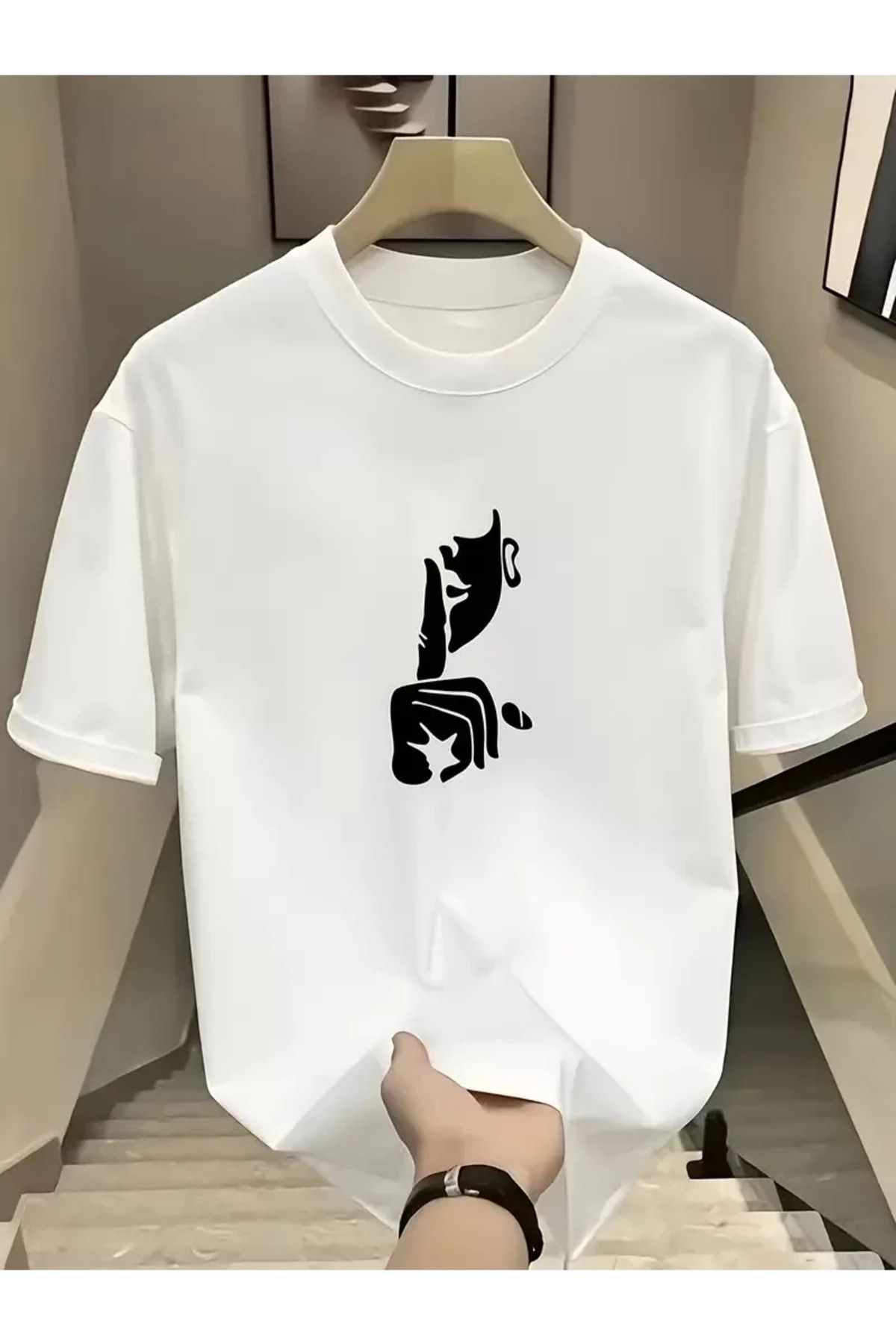 Flaubert Rahat Bisiklet Yaka Tişört, Yaratıcı Karikatür Baskı - Yumuşak Polyester, Her Mevsim Giyilebilir