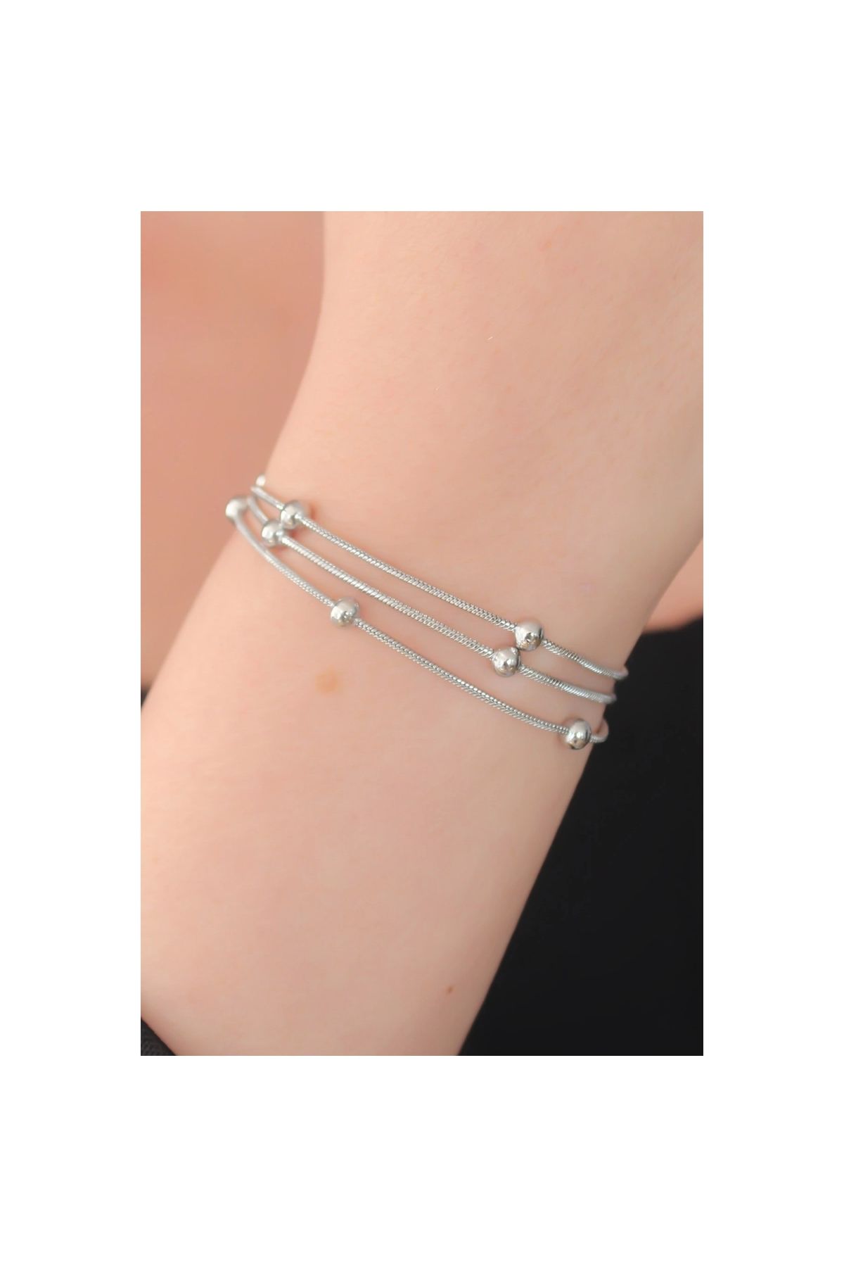 Marsilyan 316L Çelik Gümüş Renk Minimal Top Figür Kadın Bileklik - TJ-BB5142