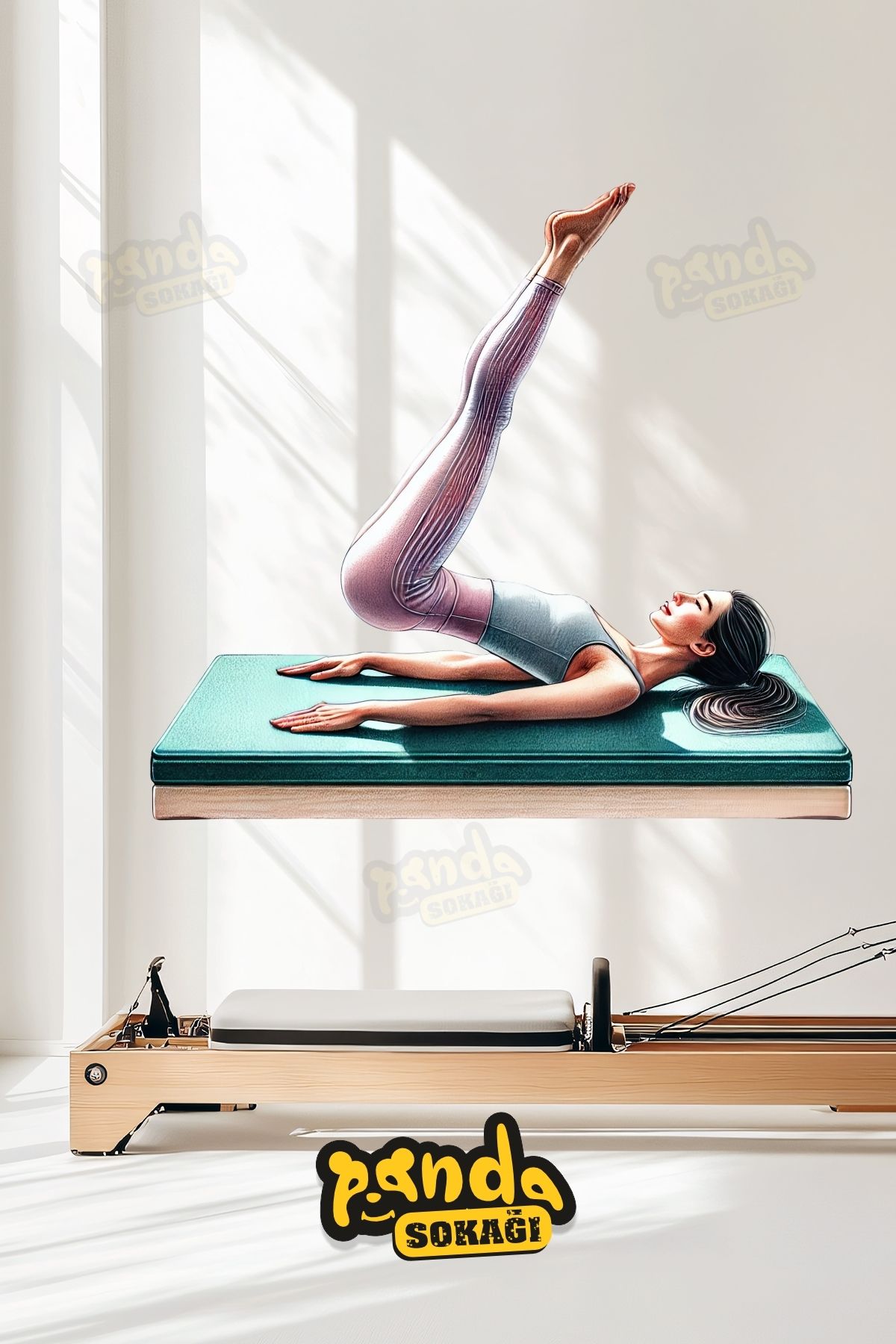 PANDA SOKAĞI Pilates Kendiden Yapışkanlı Sticker Seti, Pilates Duvar Kağıdı, Pilates Odası Sticker
