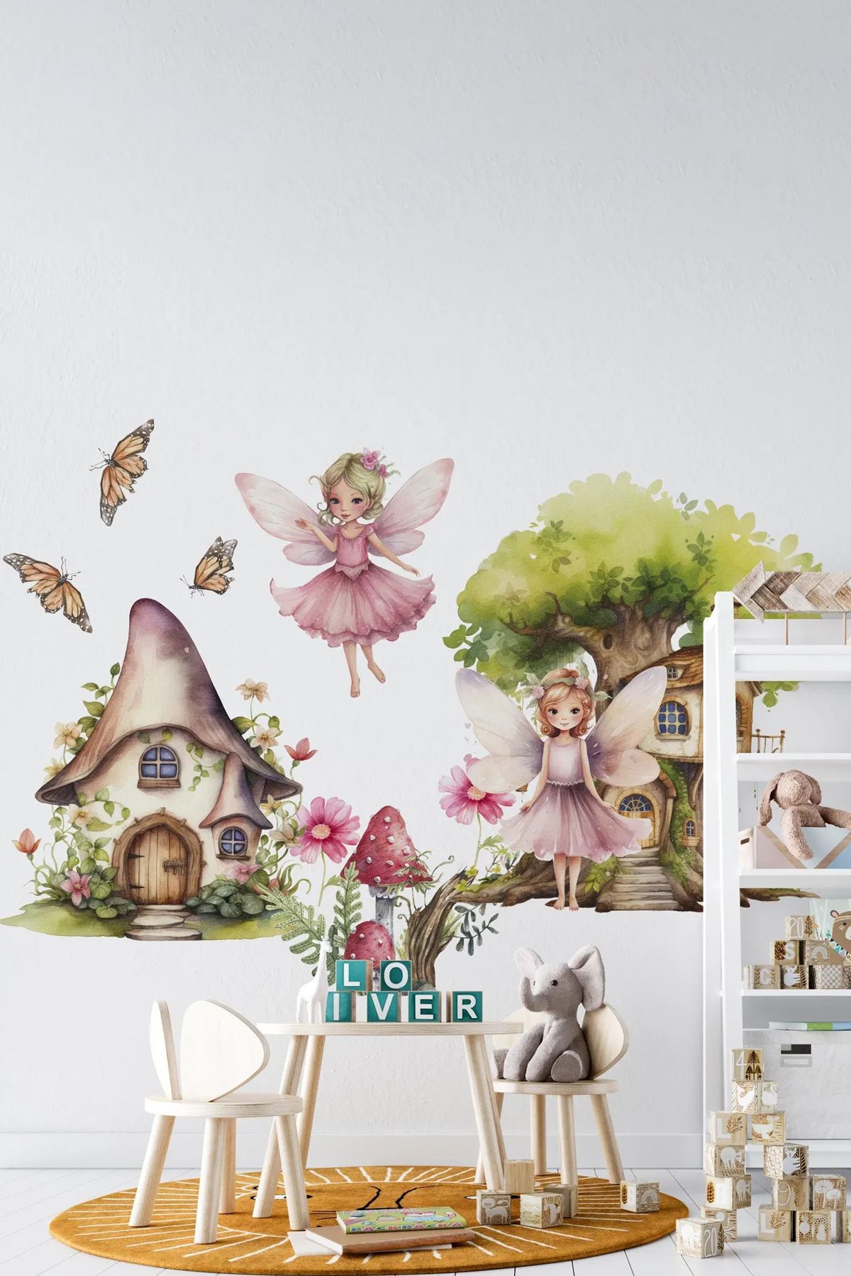 KT Decor Büyülü Yaşam Periler Diyarı Kız Çocuk Odası Duvar Sticker Seti