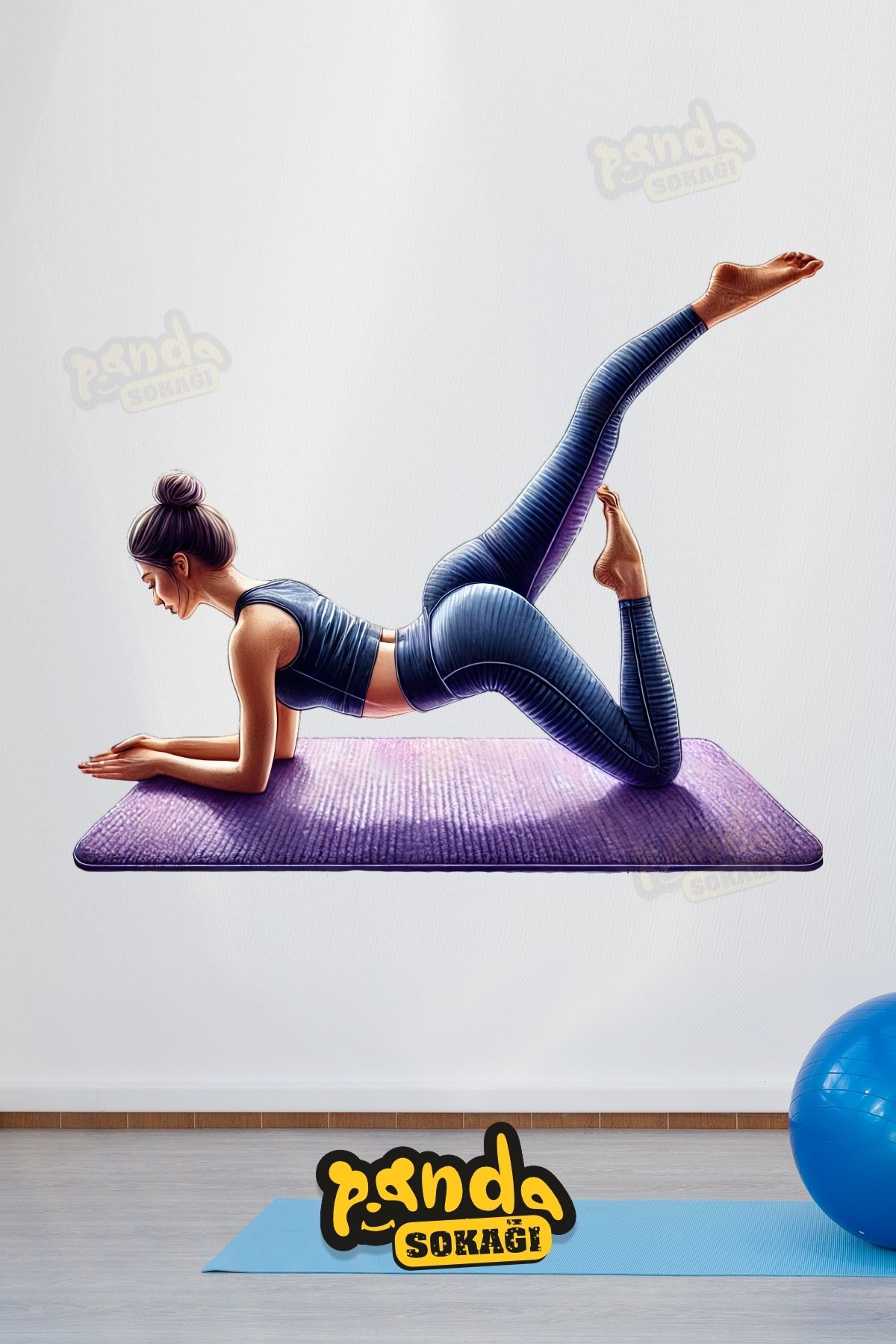 PANDA SOKAĞI Pilates Salonu Sticker Seti, Pilates Salonu Sticker, Kendinden Yapışkanlı Sticker