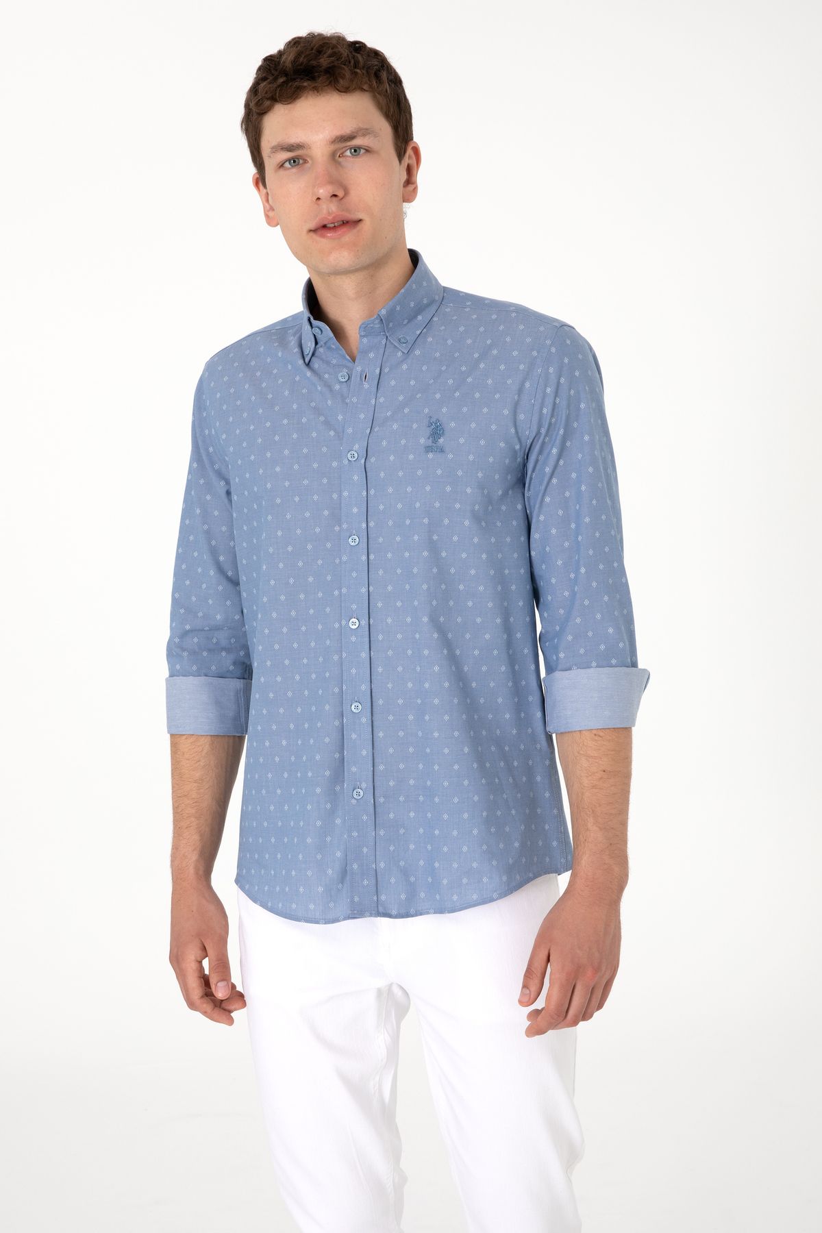 U.S. Polo Assn. Erkek Mavi Uzun Kollu Gömlek 50300515-VR036