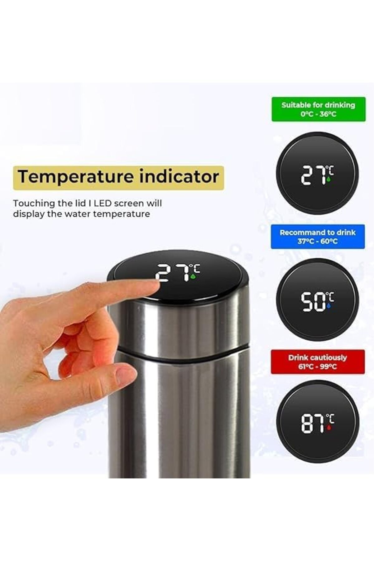 Other-Premium Stainless Steel Thermal Insulating Cup, 500 ml with Touchscreen LED Display for Temperature 5