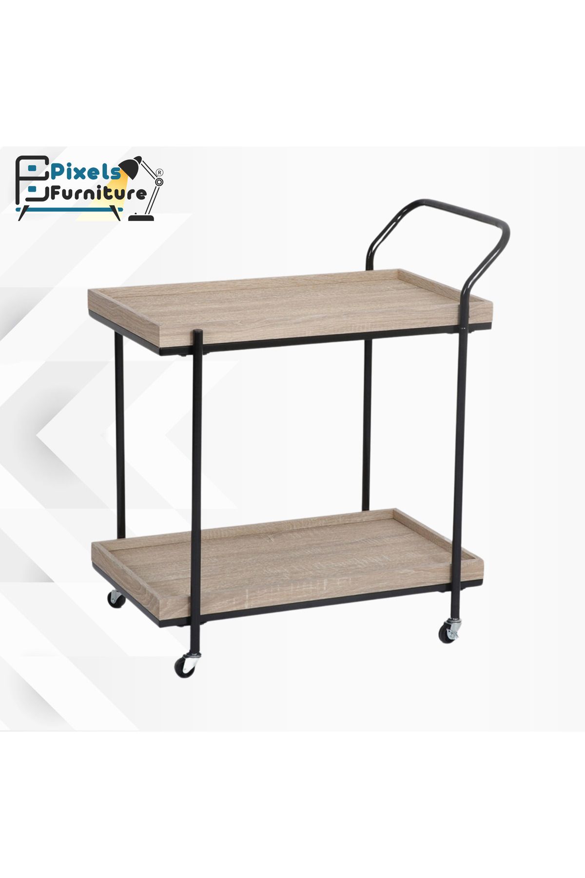 PixelsFurniture-Pixel Furniture Rectangular 2-Tier Mobile Tea and Coffee Serving Trolley 1