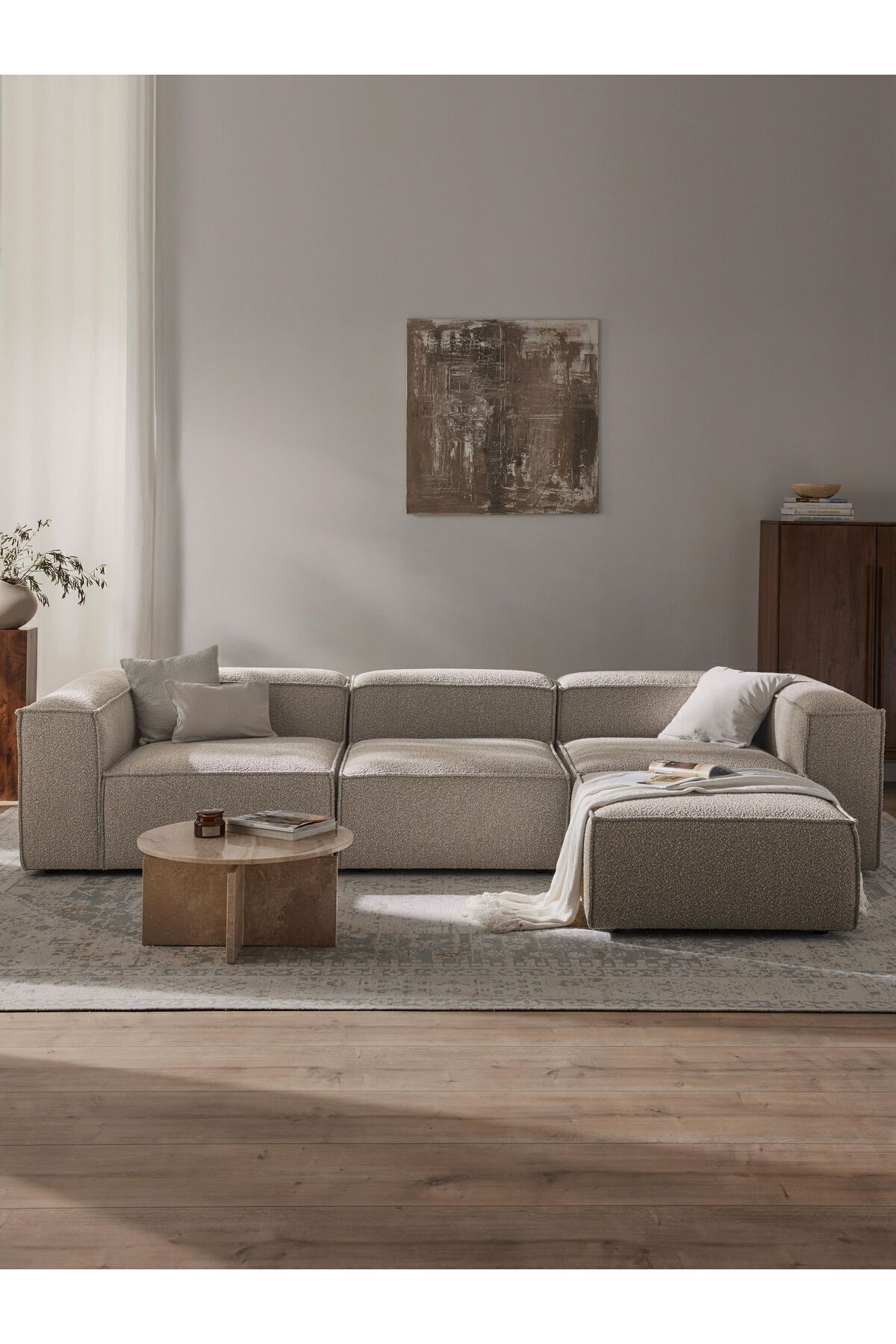 Erduran Mobilya Angelo 4 Modül Modüler Koltuk (3 Modül 1 Puf) Buklet Kumaş - 3