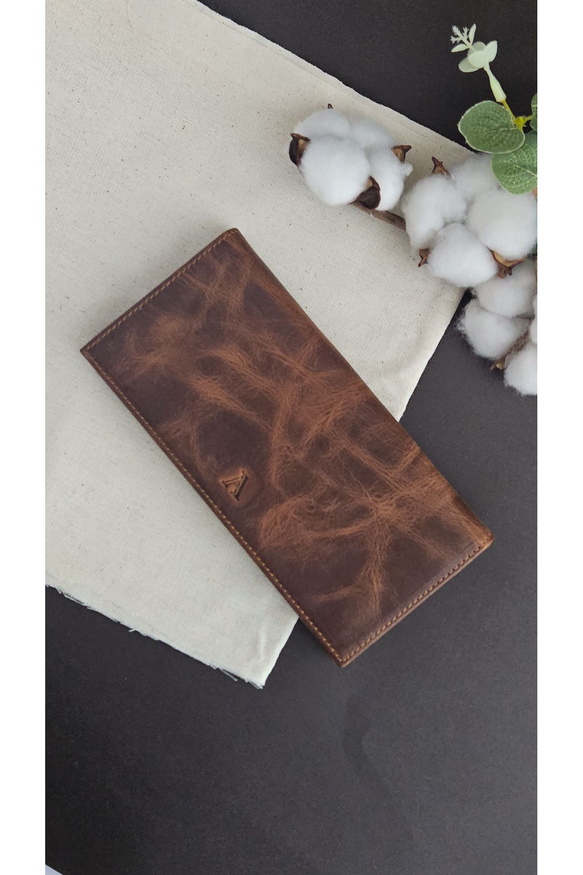 Aydın Deri Luxury Hakiki Deri Kartlıklı Taba Cüzdan - Unisex Günlük& Hediye