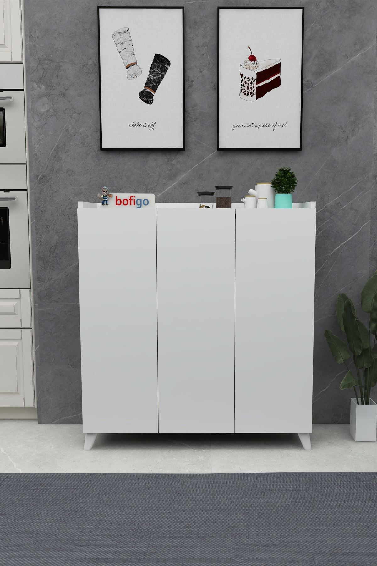Bofigo Dulap Multifuncțional Cu 3 Uși, Dulap De Bucătărie Multifuncțional, Dulap De Baie, Raft Pentru Pantofi, Alb - One Size