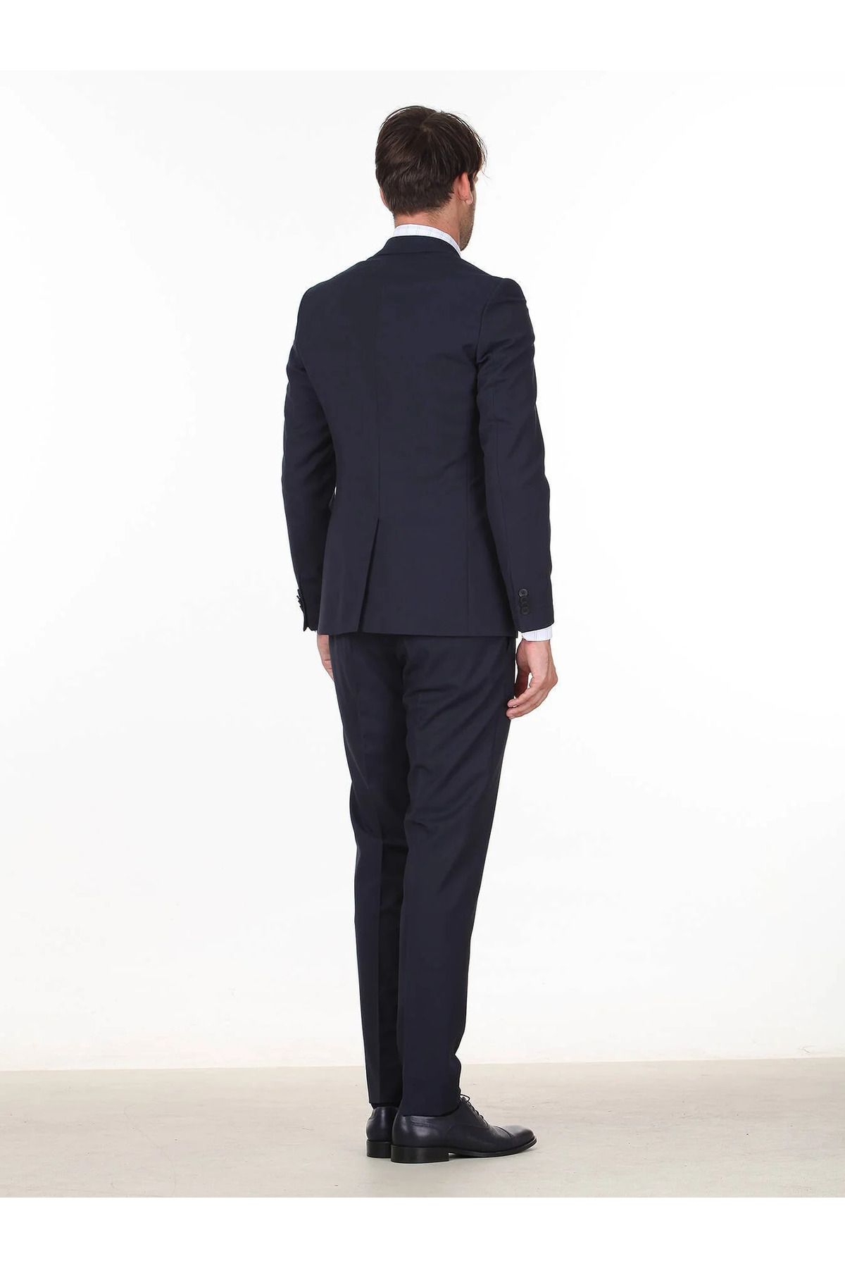 کت وشلوار آبی مردانه Cruve Collar Extra Slim Fit Navy Blue Pattern 6 قطره بافندگی Kip