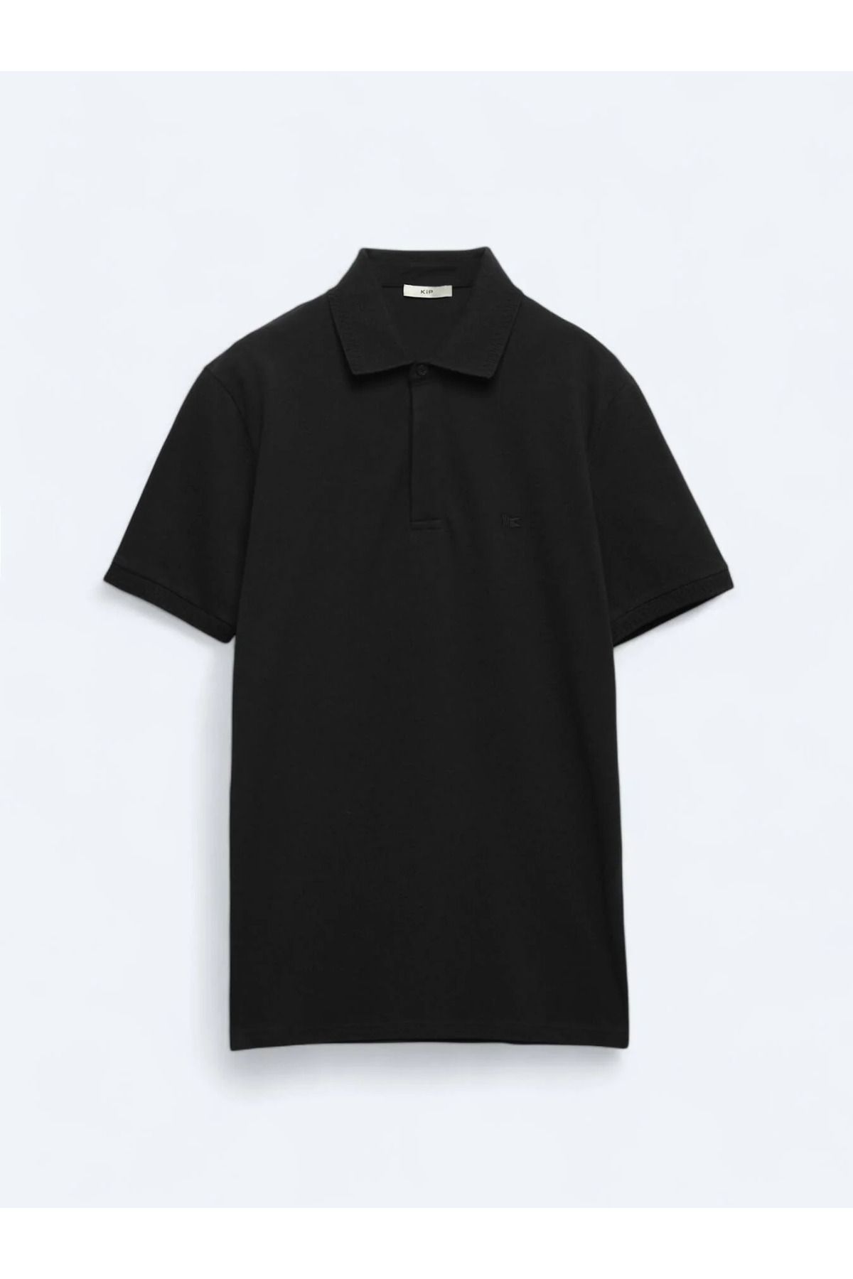 Kip-Black Plain Polo Neck 100% Cotton T-Shirt 5