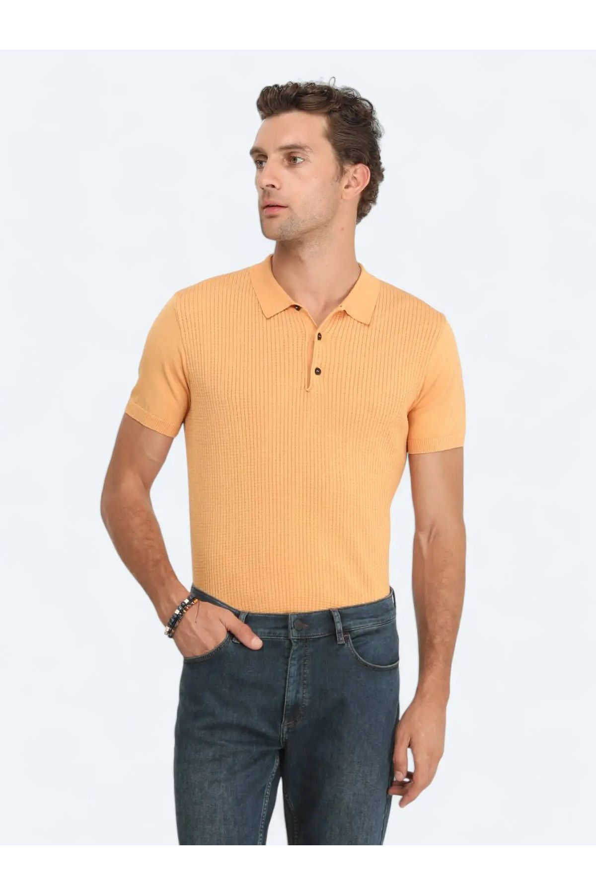Kip Somon Polo Yaka Jakarlı Triko
