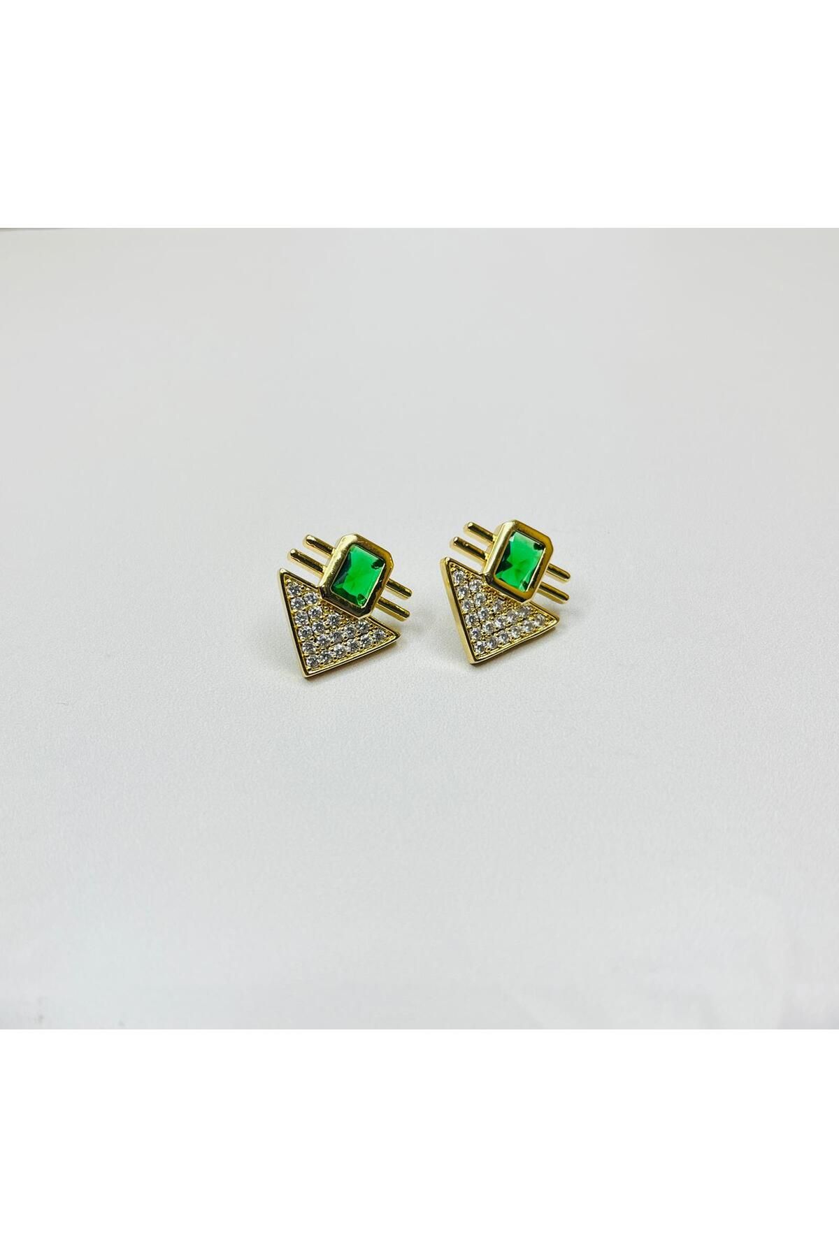 ASİN ACCESSORİES Zirkon Taşlı Üçgen Küpe - VİP Küpe