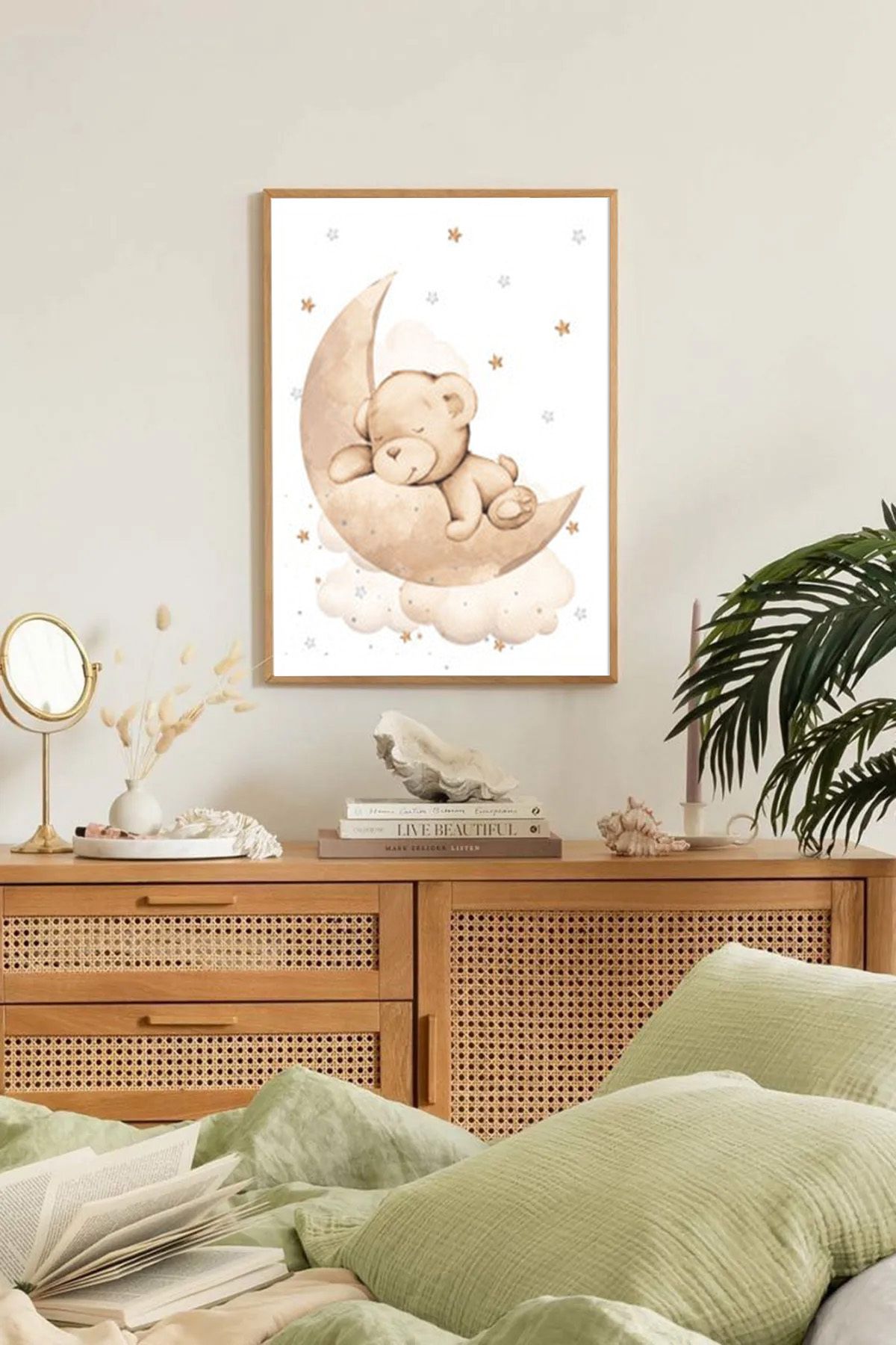 Dekorsiahome Tek Parça Ahşap Çerçeveli Oturma Odası Salon Mutfak Tablo TK0328