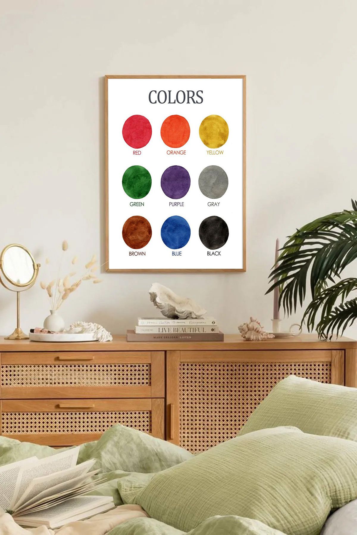 Dekorsiahome Tek Parça Ahşap Çerçeveli Oturma Odası Salon Mutfak Tablo TK0321