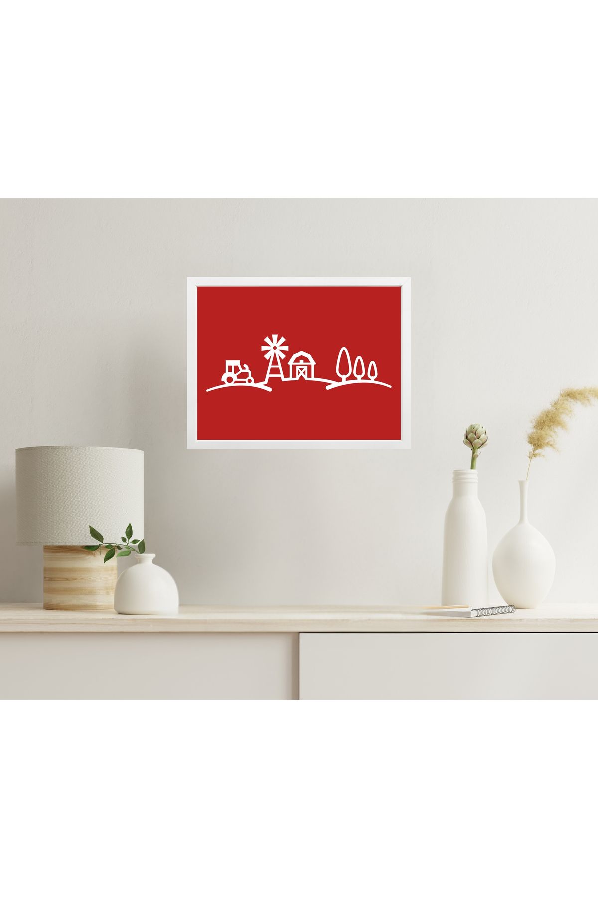 Grand Fine Art Çerçeveli Renkli Akrilik Tablo Minimalist Manzara
