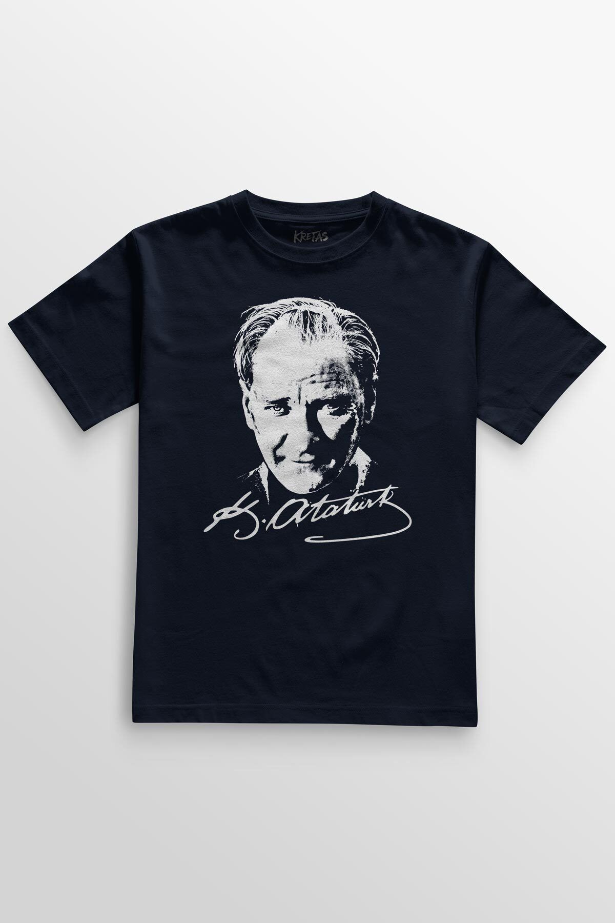 Kretas Lacivert Tişört Mustafa Kemal Atatürk 23 Nisan 19 Mayıs Baskılı T-shirt Regular Fit Unisex