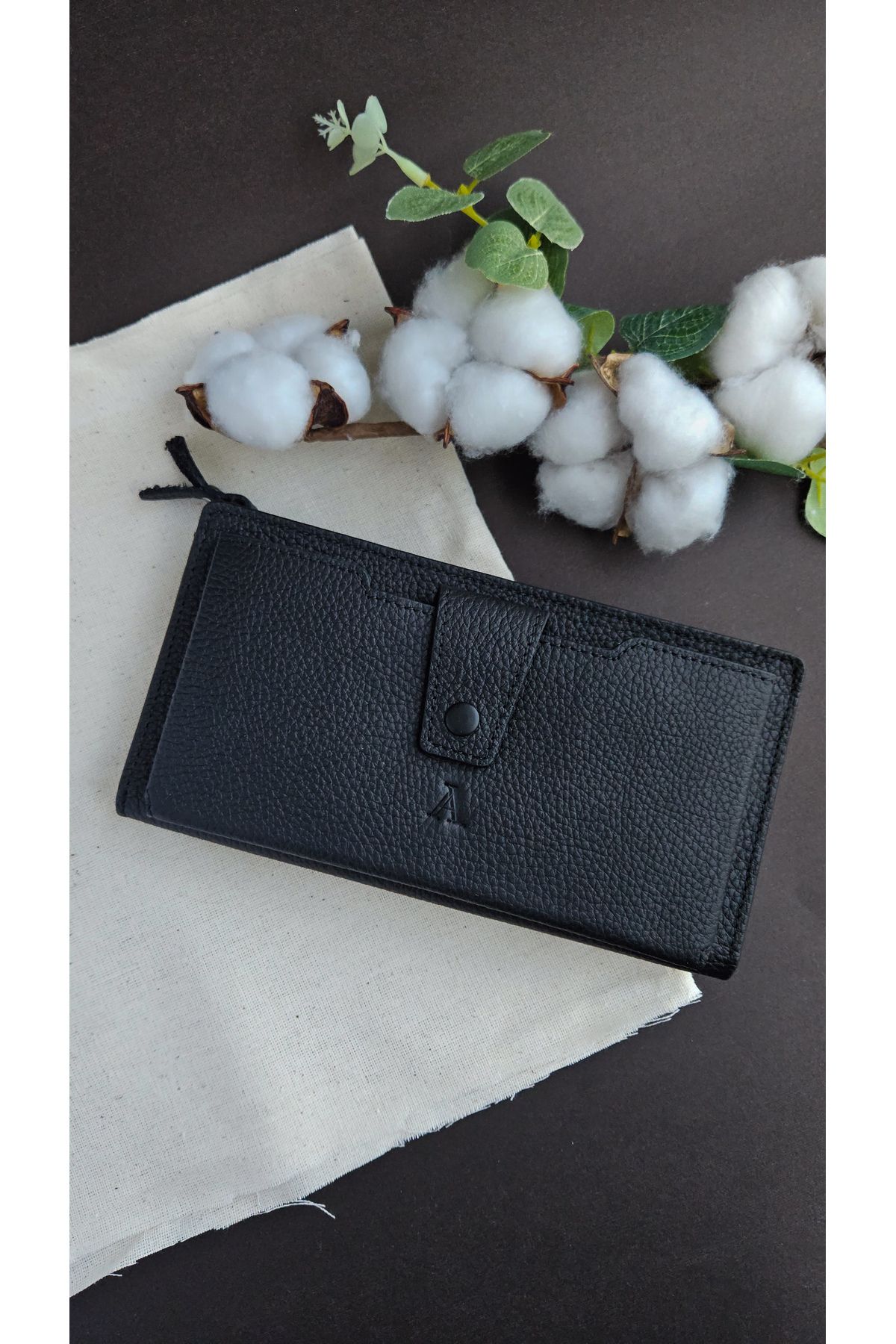Aydın Deri Luxury Hakiki Deri Telefon Hazneli Siyah Portföy Cüzdan - Kadın Erkek Unisex Günlük& Hediye