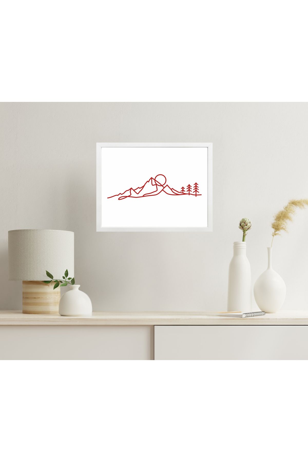 Grand Fine Art Çerçeveli Renkli Akrilik Tablo Minimalist Manzara