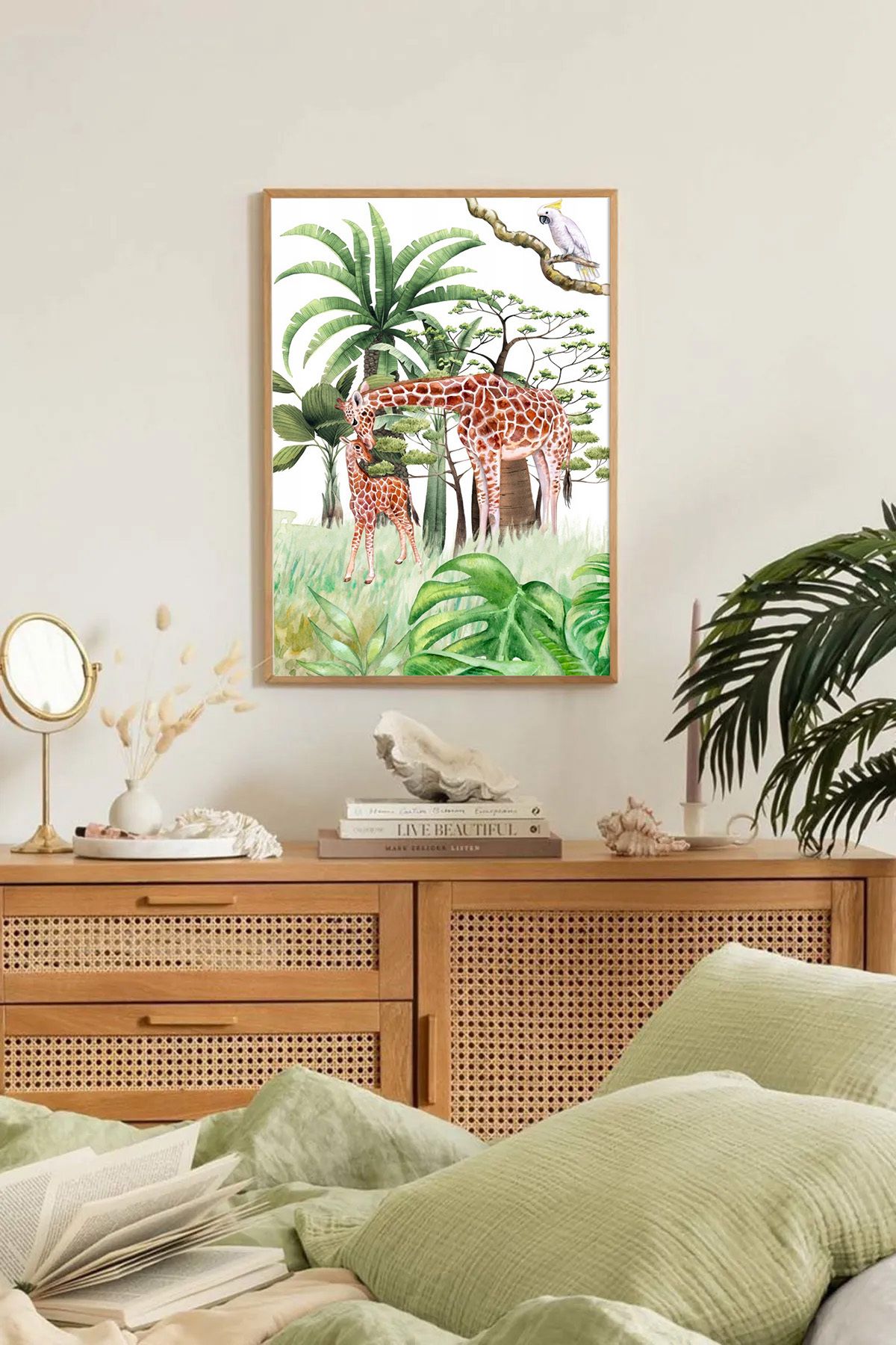 Dekorsiahome Tek Parça Ahşap Çerçeveli Oturma Odası Salon Mutfak Tablo TK0337