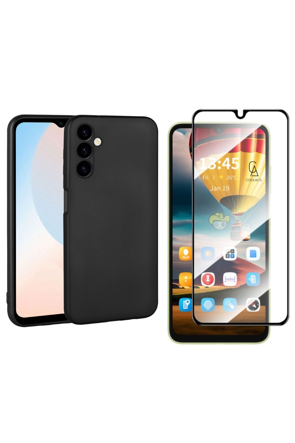 Coolacs Samsung Galaxy A16 ile Uyumlu Telefon Kılıfı ve Tam Kaplayan Seramik Ekran Koruyucu