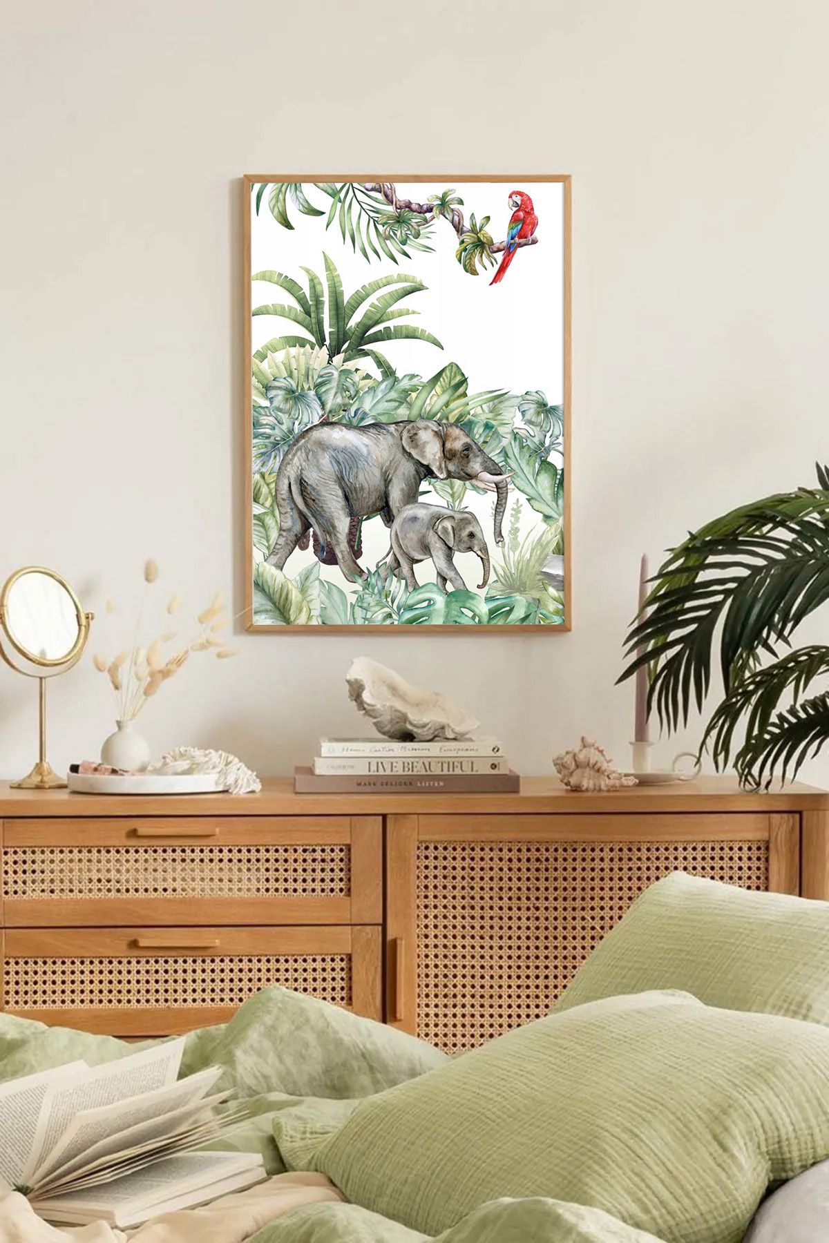 Dekorsiahome Tek Parça Ahşap Çerçeveli Oturma Odası Salon Mutfak Tablo TK0336