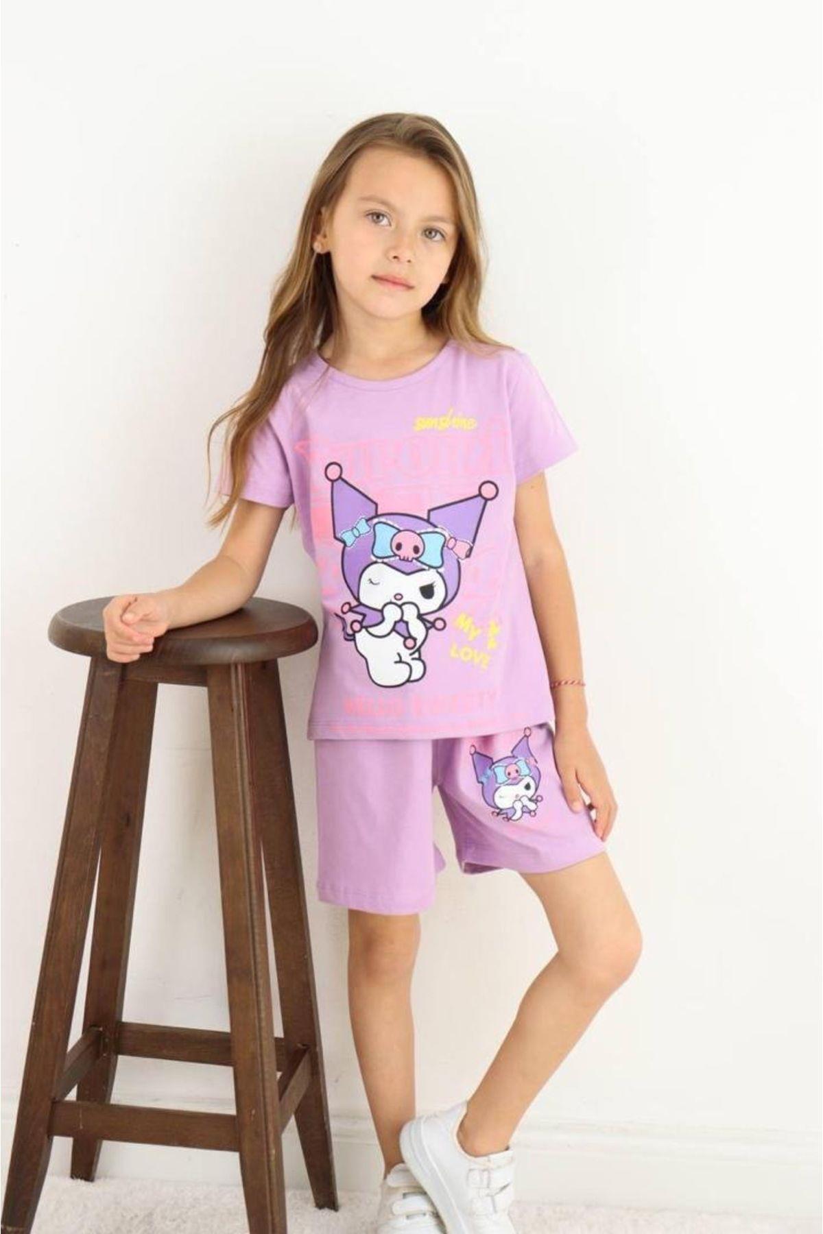 2kids2mom-Character Printed T-Shirt and Shorts Bottom Top Girl's Set (3-12 Years) 1