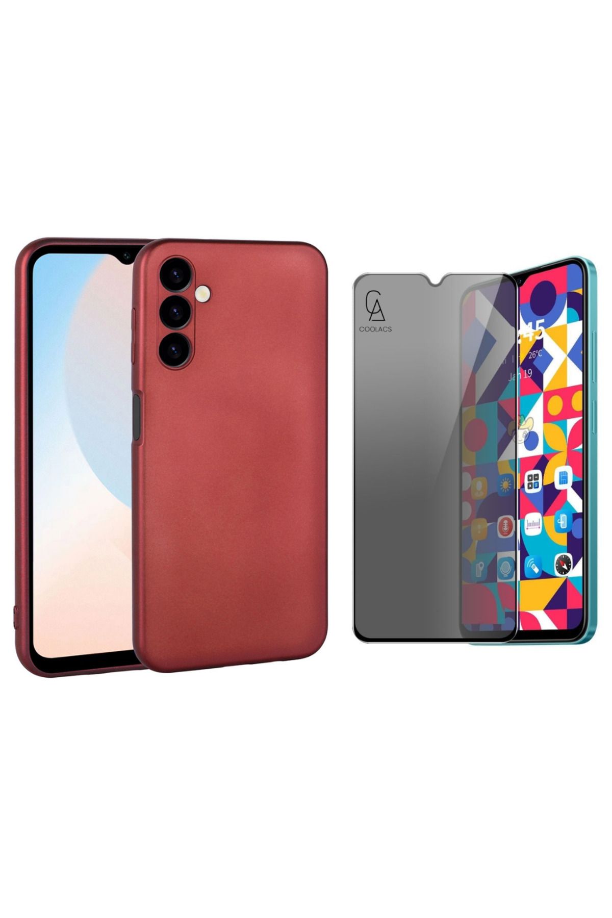 Coolacs Samsung Galaxy A16 Ile Uyumlu Soft Yumuşak Telefon Kılıfı ve Hayalet Privacy Ekran Koruyucu Seti