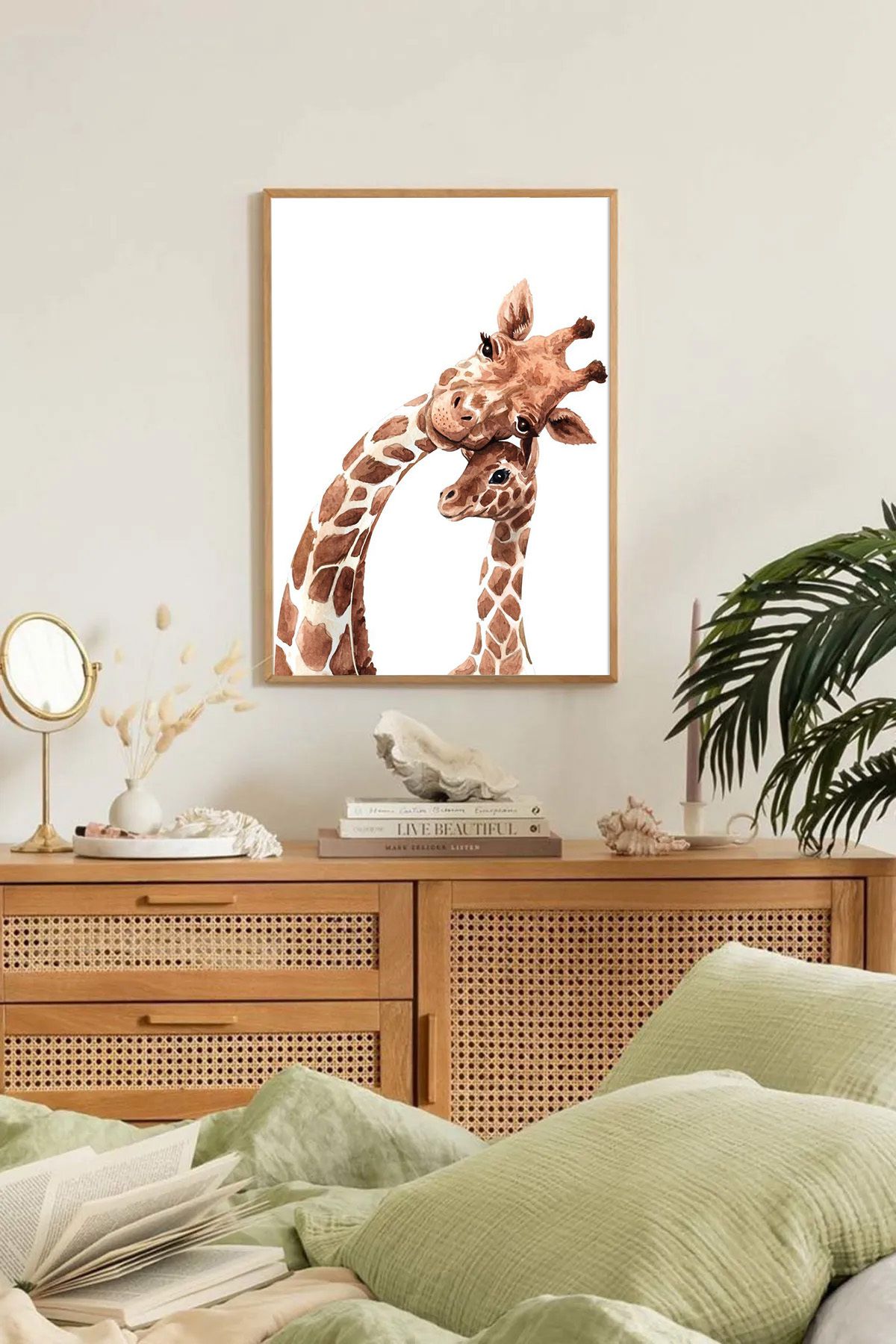 Dekorsiahome Tek Parça Ahşap Çerçeveli Oturma Odası Salon Mutfak Tablo TK0345