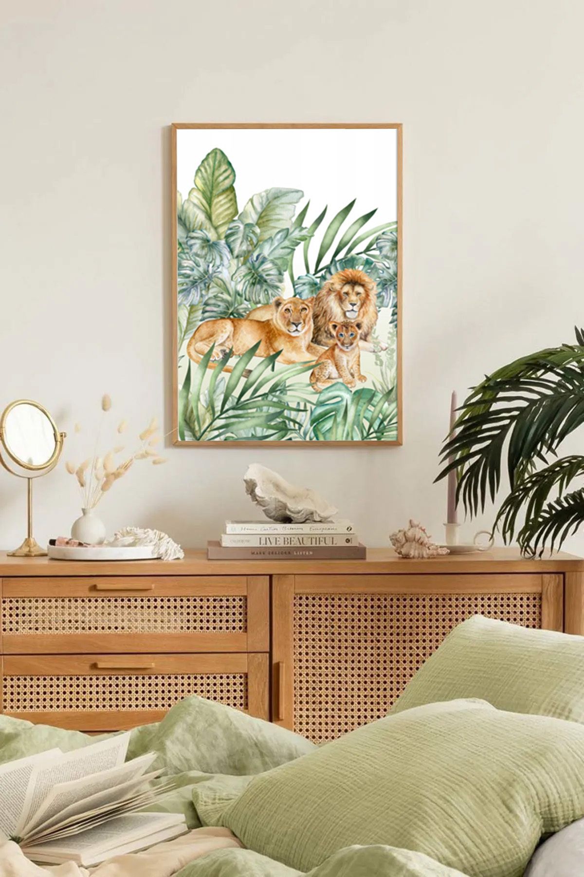 Dekorsiahome Tek Parça Ahşap Çerçeveli Oturma Odası Salon Mutfak Tablo TK0335