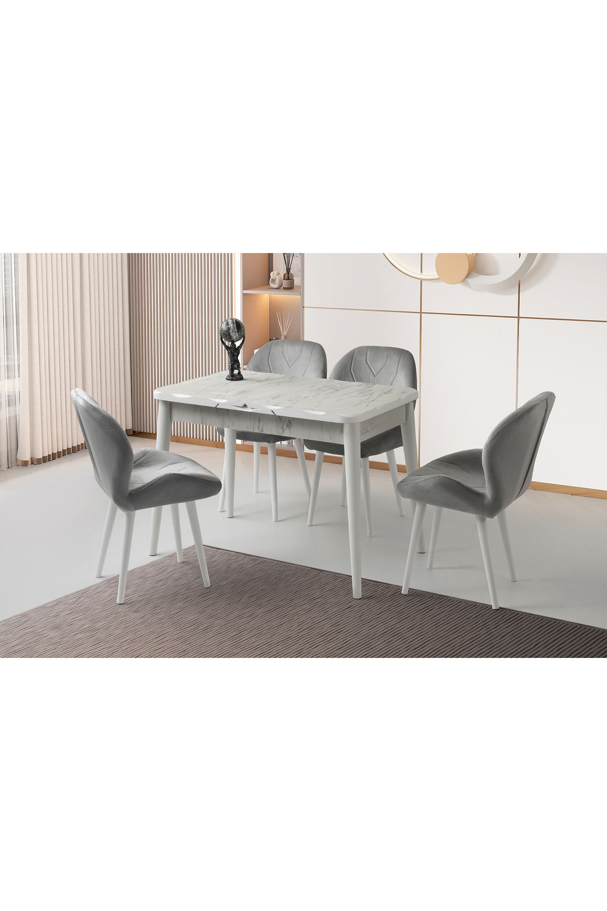 Levent Mobilya Aksesuar ARGUN HG MASA, CALIA SANDALYE, MARMO, 120x70