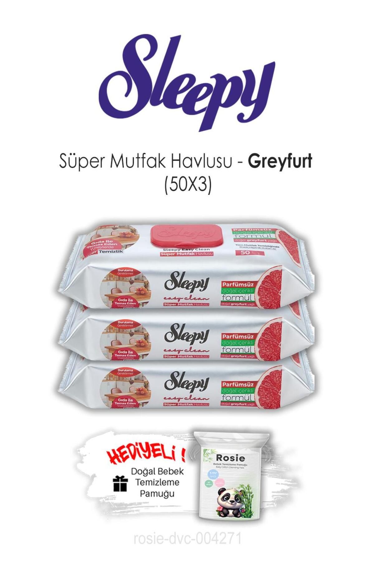Sleepy 3 Adet Easy Clean Greyfurtlu Süper Mutfak Havlusu 50'li ve ROSIE