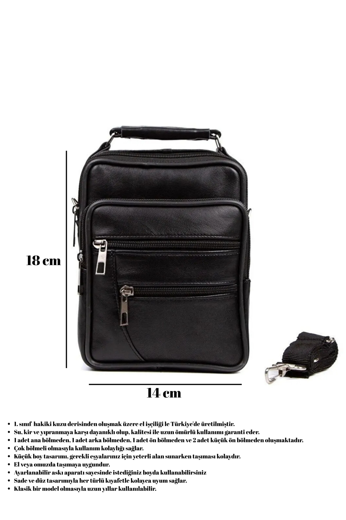 Newish Polo Cerff Leather Clup Hakiki Deri Askılı El Ve Omuz Çantası 18x14 Cm görsel 2