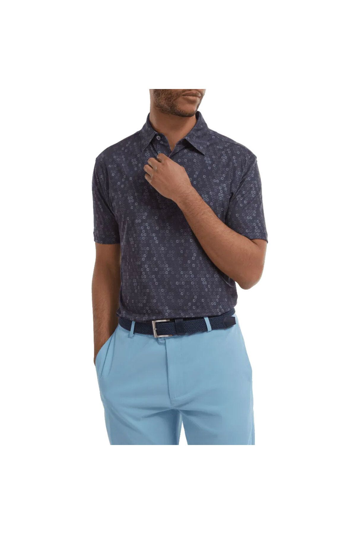 FootJoy Dijital Kamuflaj Baskılı Lisle Golf Polo T-Shirt Koyu Gri 88436