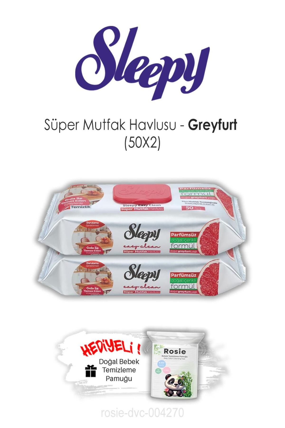 Sleepy Easy Clean 2'li Greyfurtlu Süper Mutfak Havlusu 50'li ve ROSIE