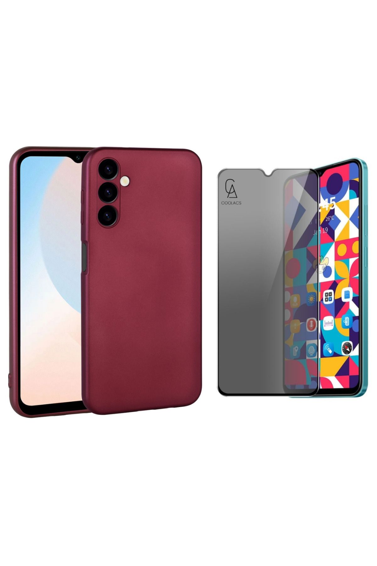 Coolacs Samsung Galaxy A16 Ile Uyumlu Soft Yumuşak Telefon Kılıfı ve Hayalet Privacy Ekran Koruyucu Seti