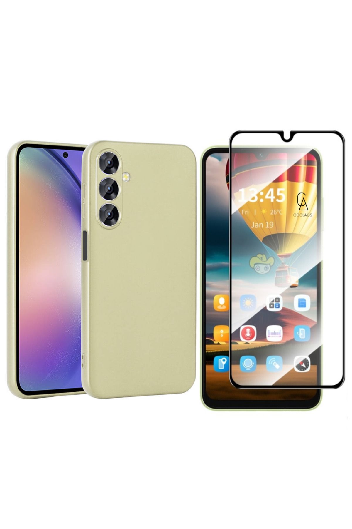 Coolacs Samsung Galaxy A16 ile Uyumlu Telefon Kılıfı ve Tam Kaplayan Seramik Ekran Koruyucu