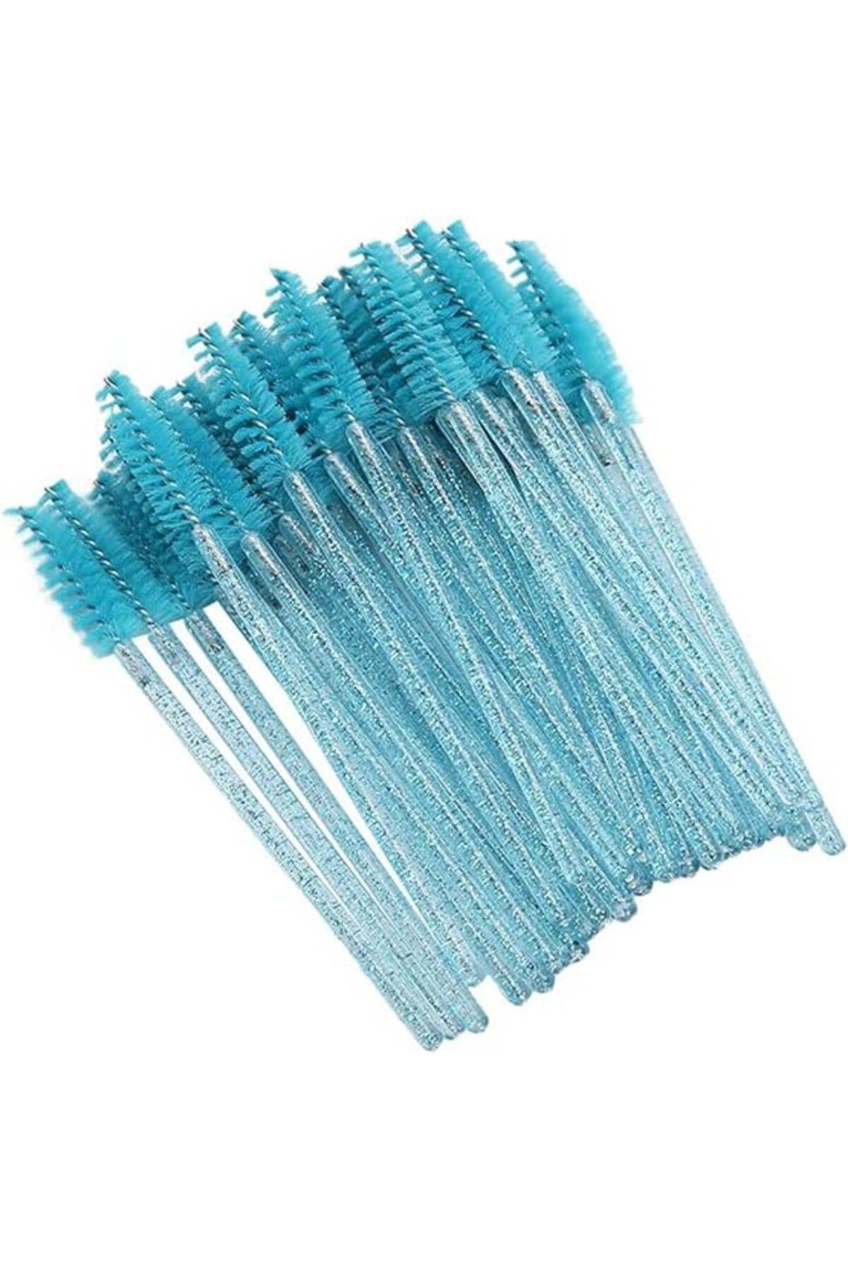 OEM-Multicolored set of 50 mascara brushes for eyelash extensions and eyebrow styling, Turquoise 2