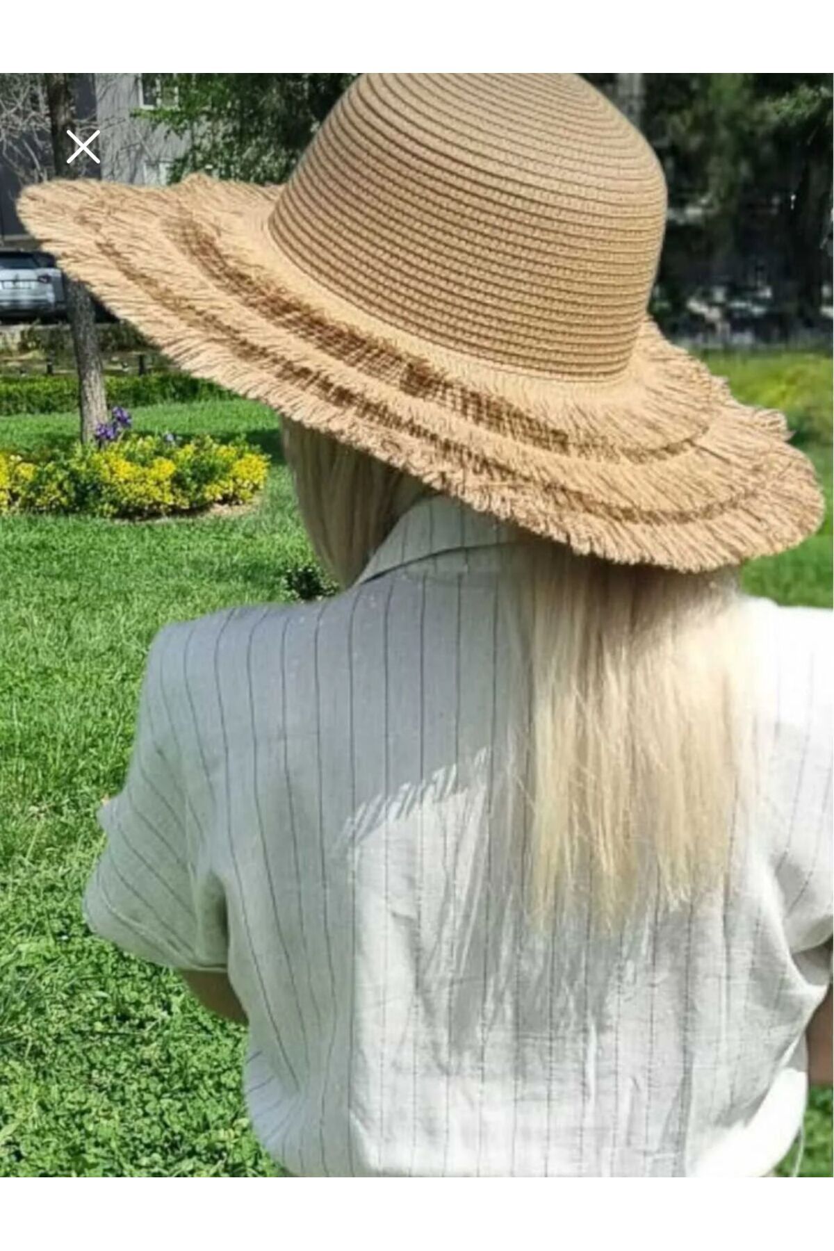 Saten Saçak Plaj Şapkası