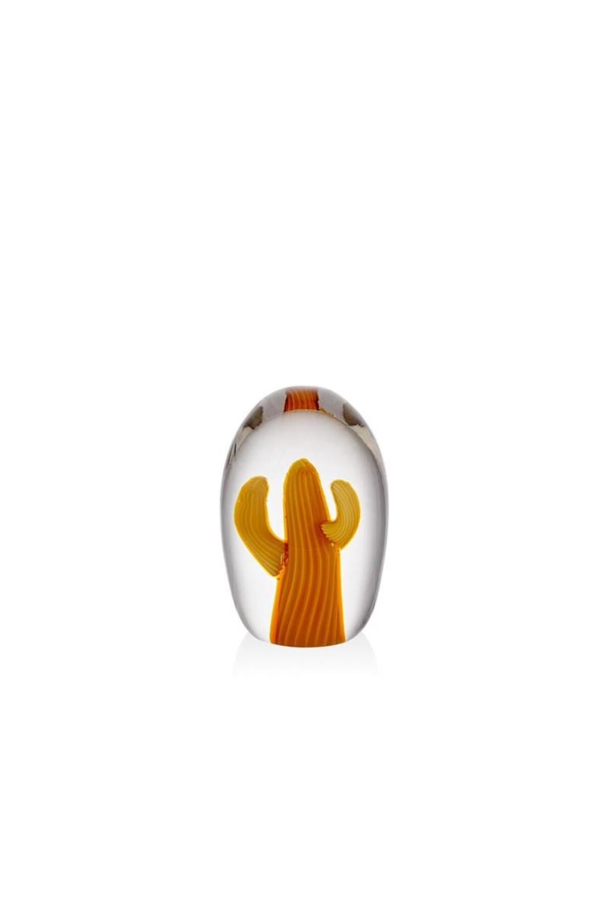 LAMEDORE Cactus Orange Glass Decor 8x8x13 Cm