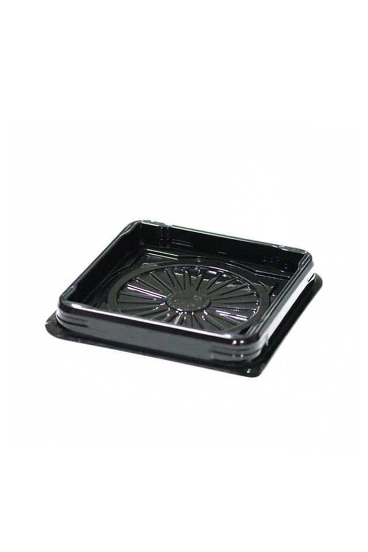 Özge Özge Plastik Kare Pasta Kabı Siyah Taban 12x12x9cm - 50 adet