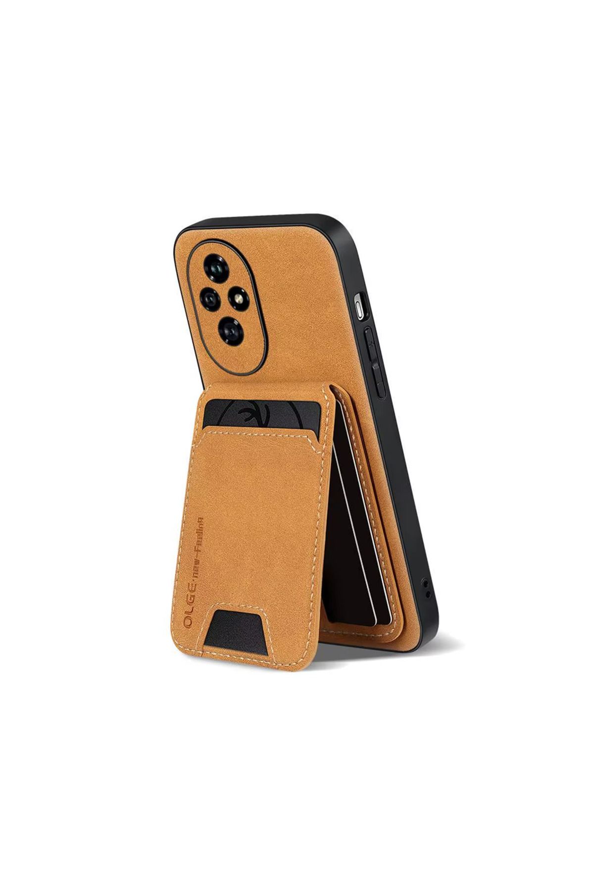 Microcase Honor 200 ile Uyumlu Kartlıklı Standlı Deri Kaplama Kılıf-AL5130