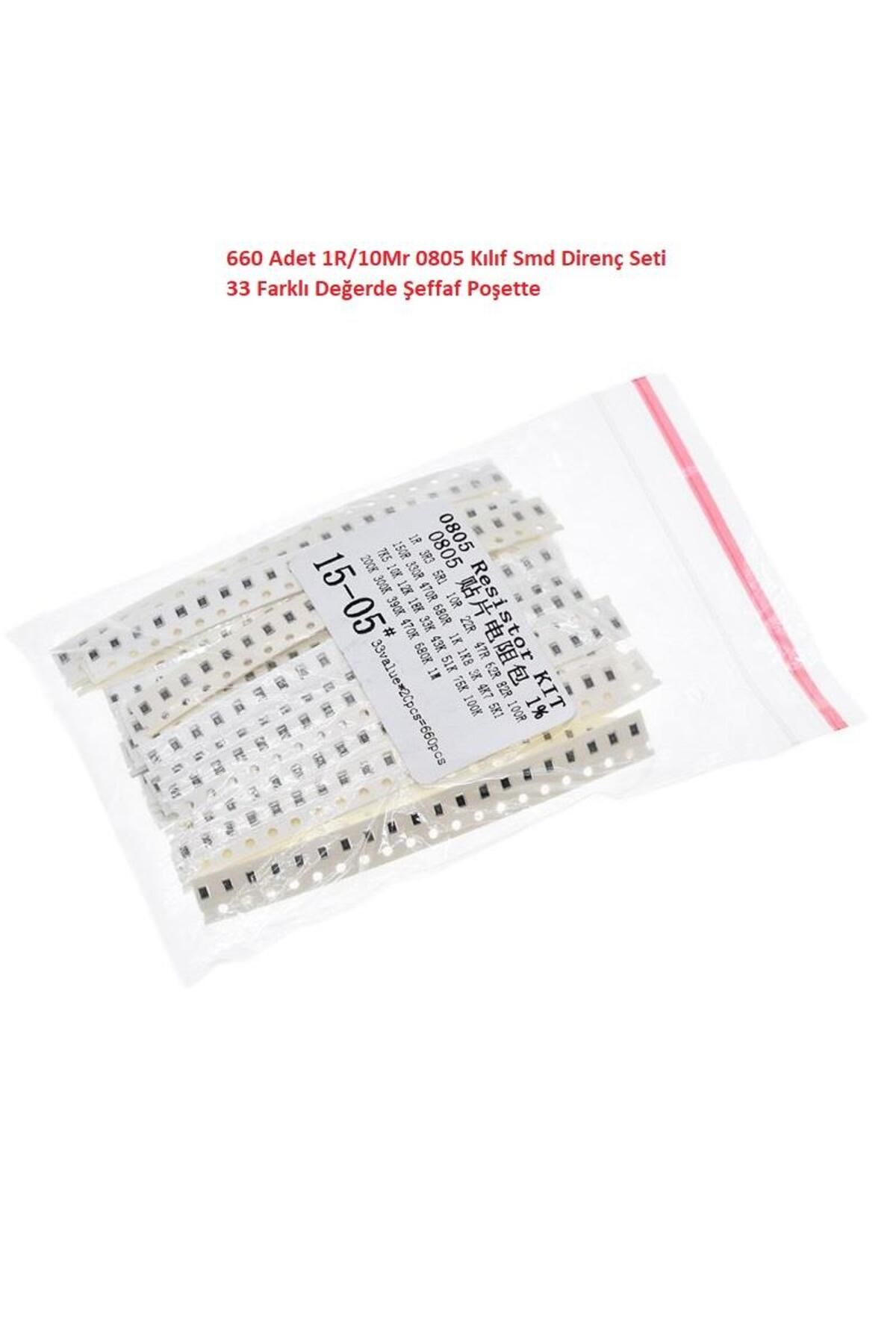 Hatfon Elektronik 660 Adet 1R/1Mr 0805 Kılıf Smd Direnç Seti %1 33 Farklı Değerde Şeffaf Poşette