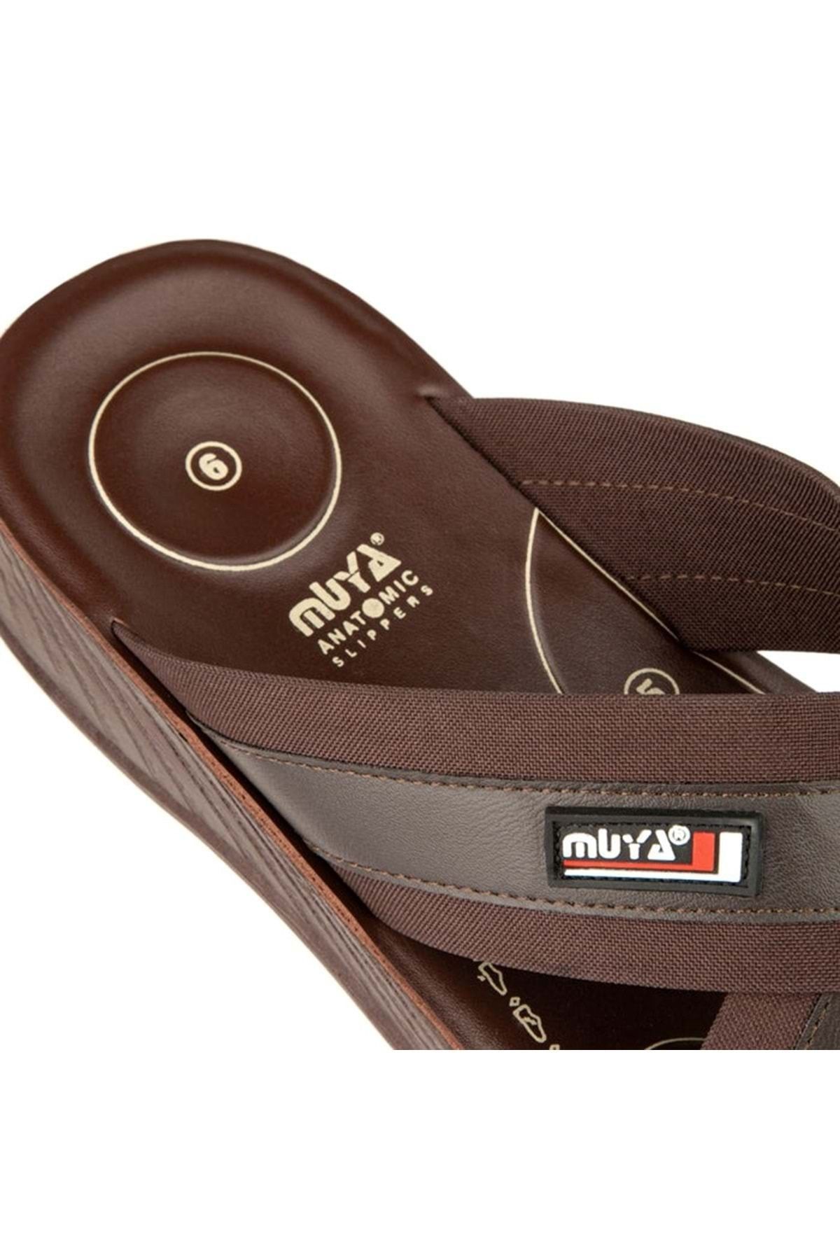 Muya-İkon Men's Daily Slippers – Brown, 6 Point Heel Spur Sole 4